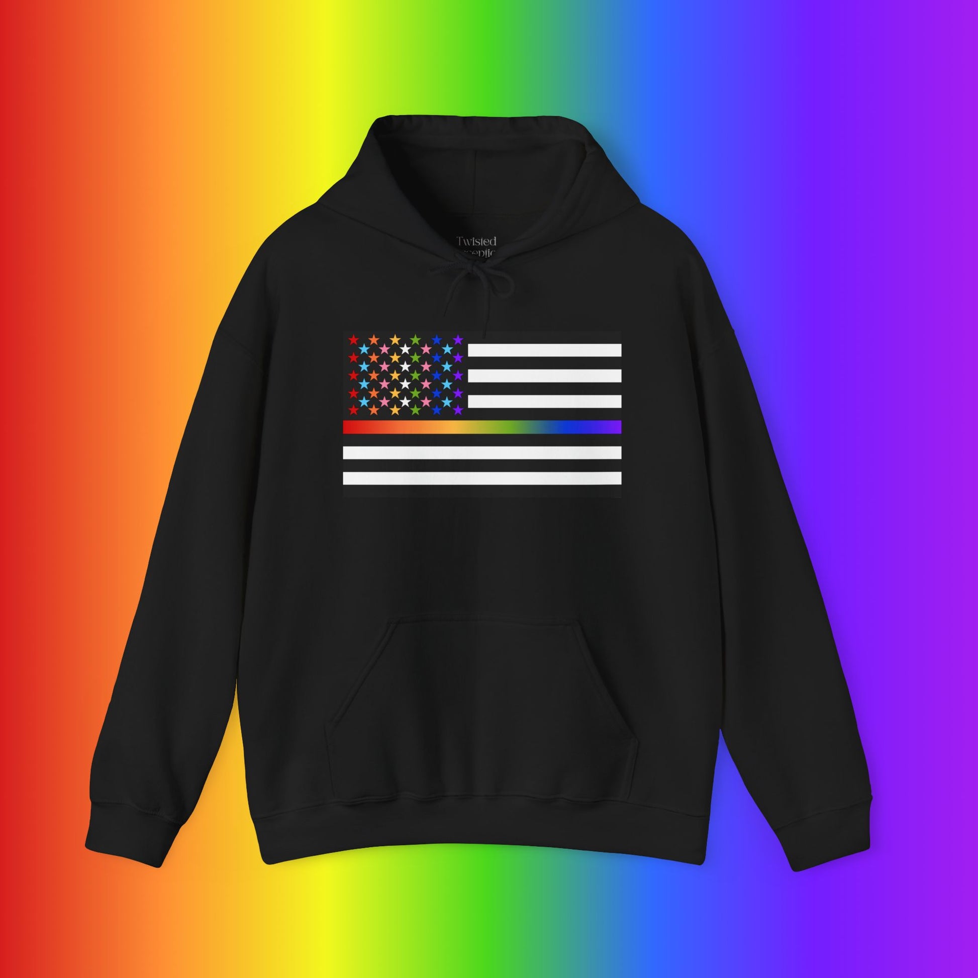 Thin Queer Line American Flag Heavy Blend Hoodie