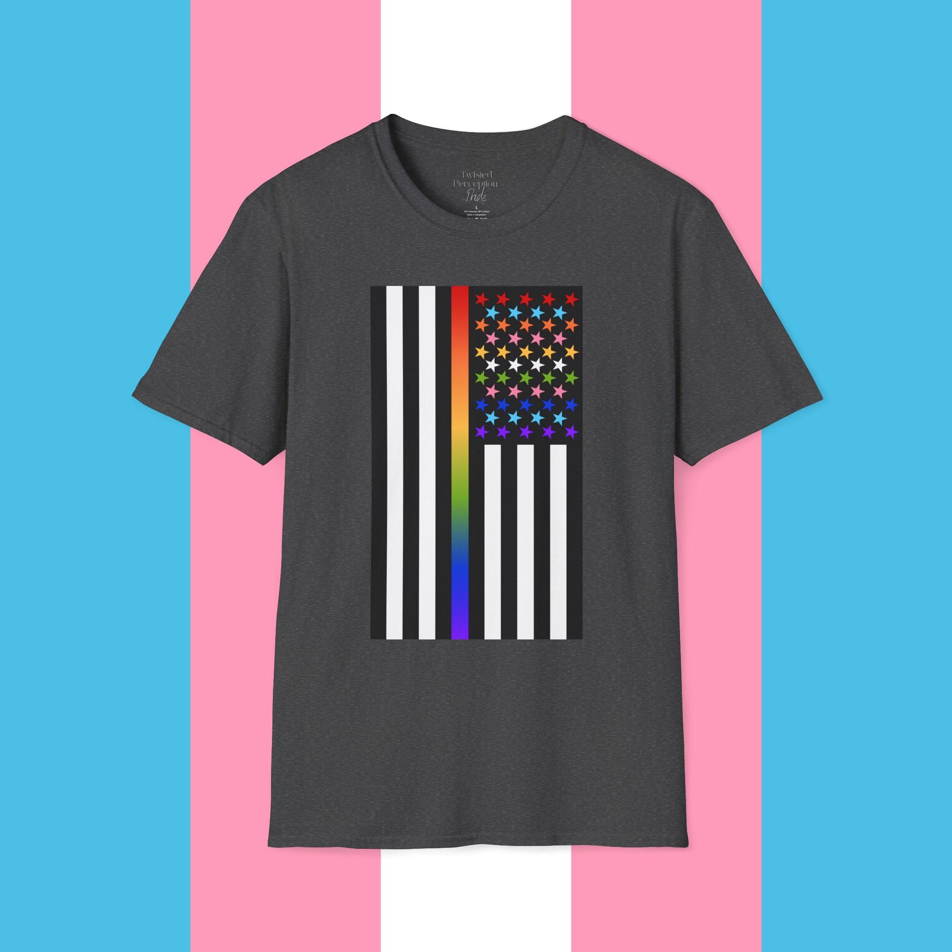 Thin Queer Line Pride Flag Unisex Softstyle T-shirt