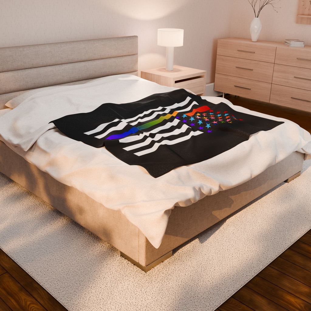 Thin Queer Line American Flag Plush Blanket