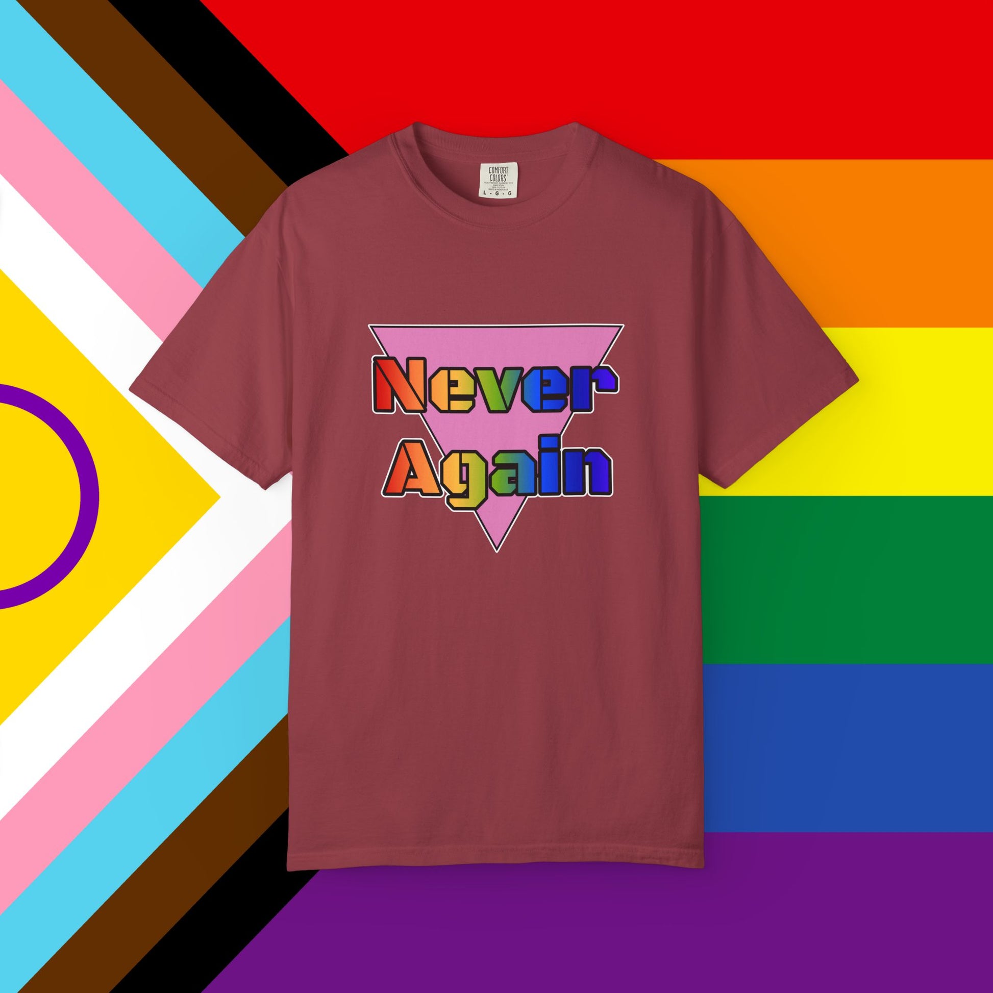 Never Again Bold Letters Garment Dyed Tshirt