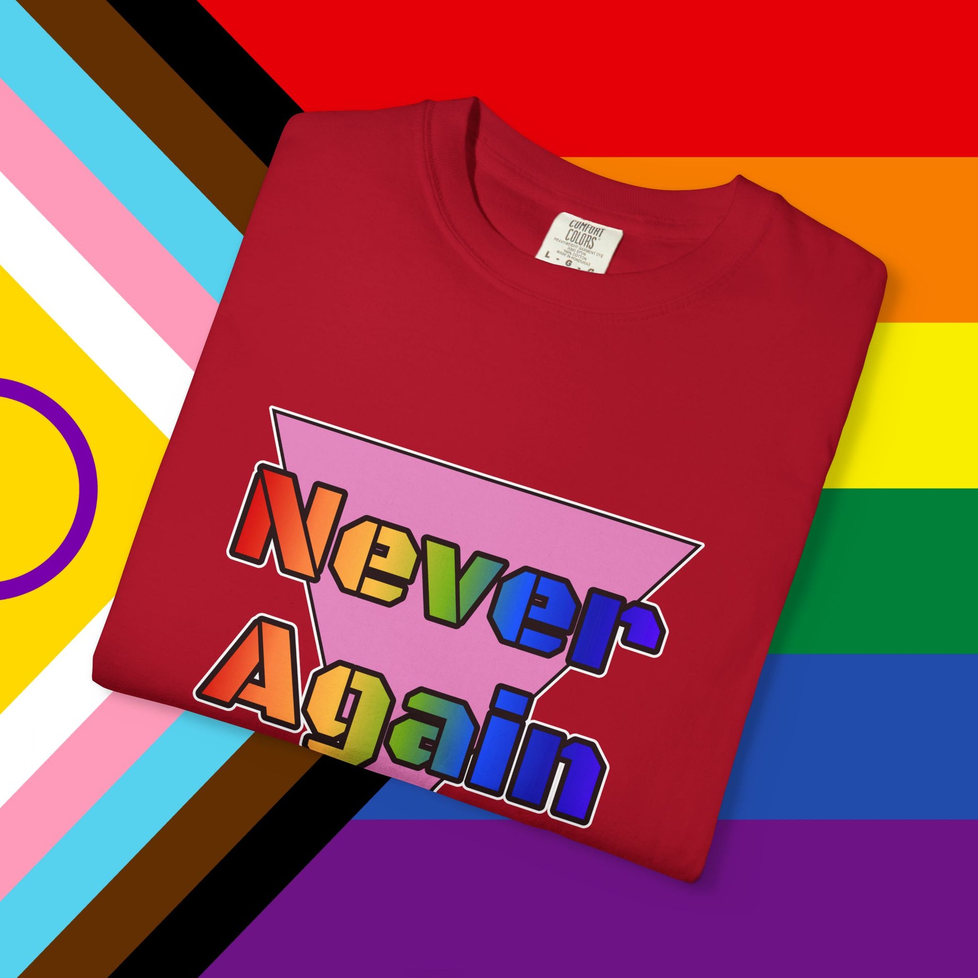 Never Again Bold Letters Garment Dyed Tshirt