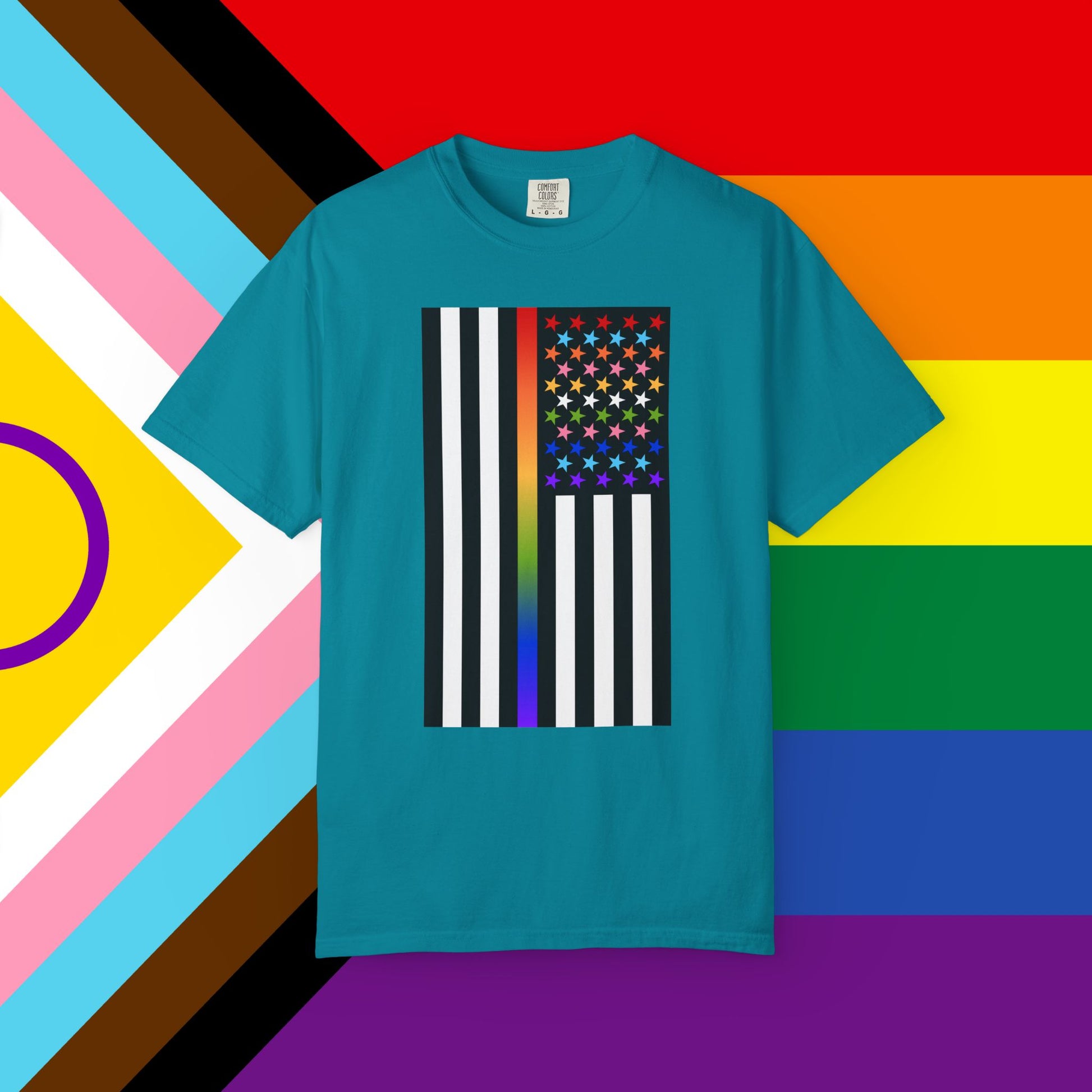 Thin Queer Line American Flag Garment-Dyed Tshirt