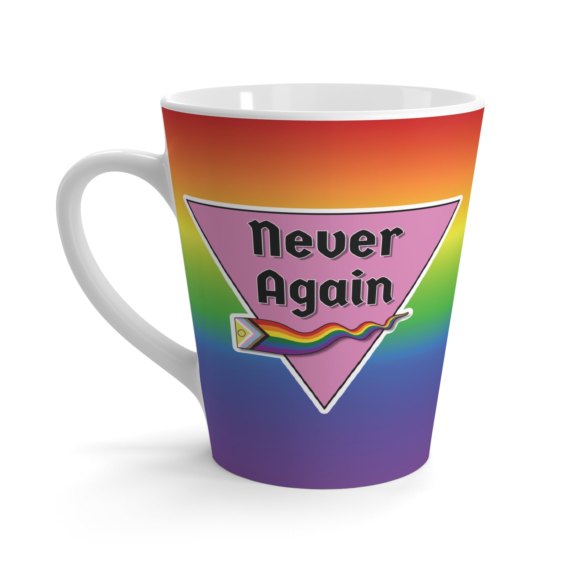 Never Again Pride Rainbow Latte Mug