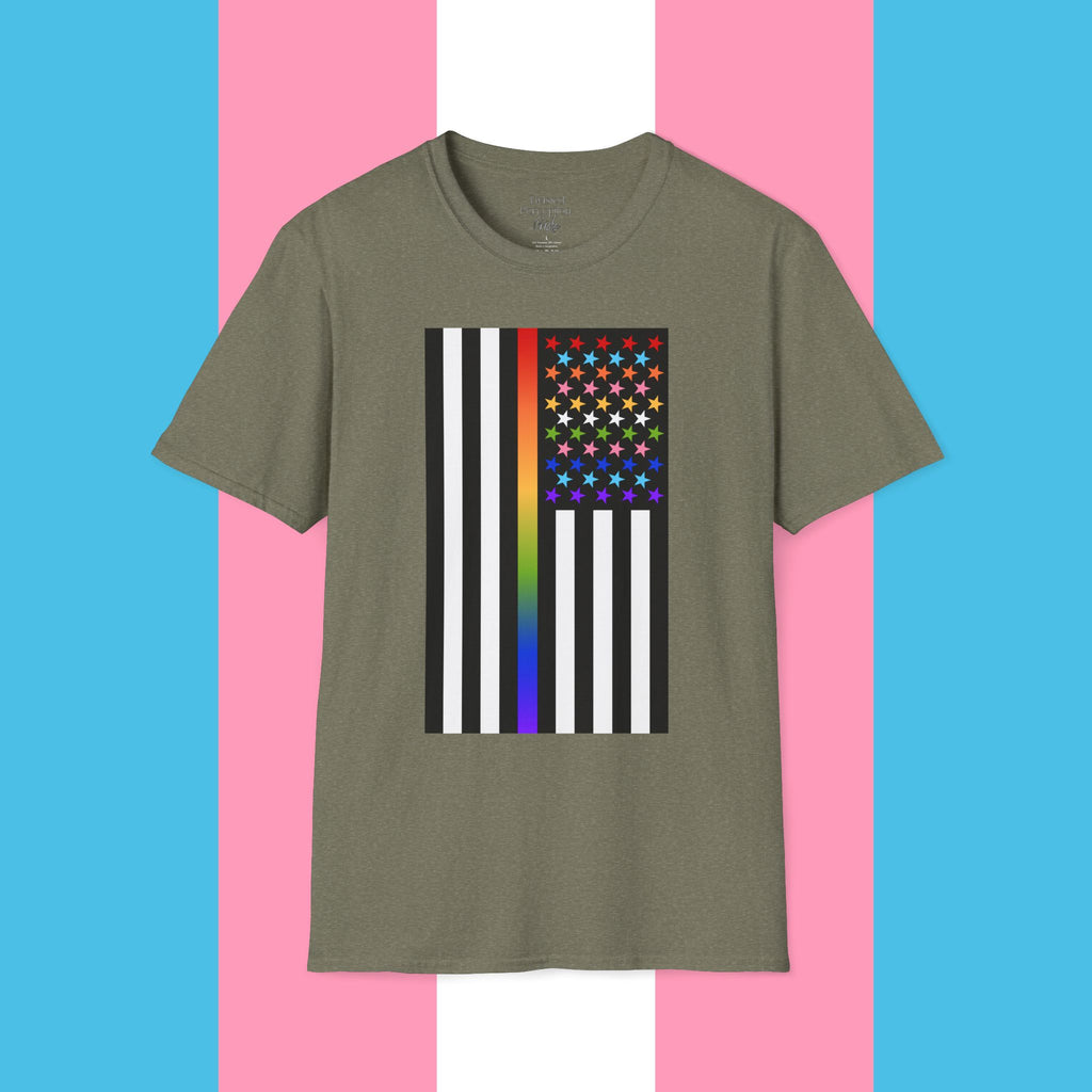 Thin Queer Line Pride Flag Unisex Softstyle T-shirt