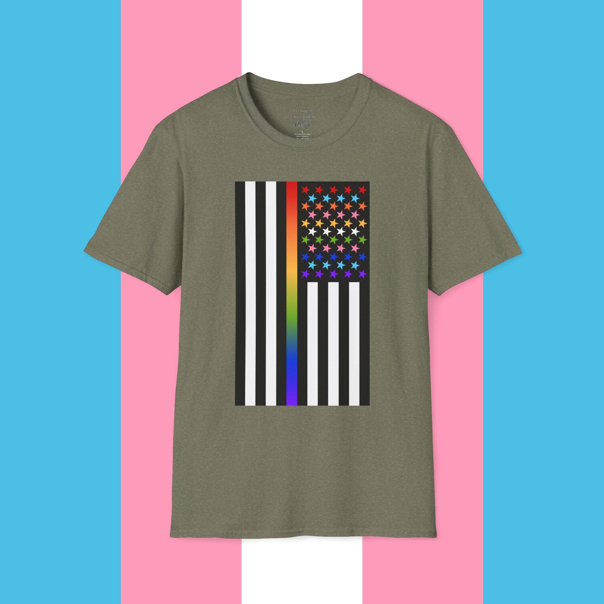Thin Queer Line Pride Flag Unisex Softstyle T-shirt