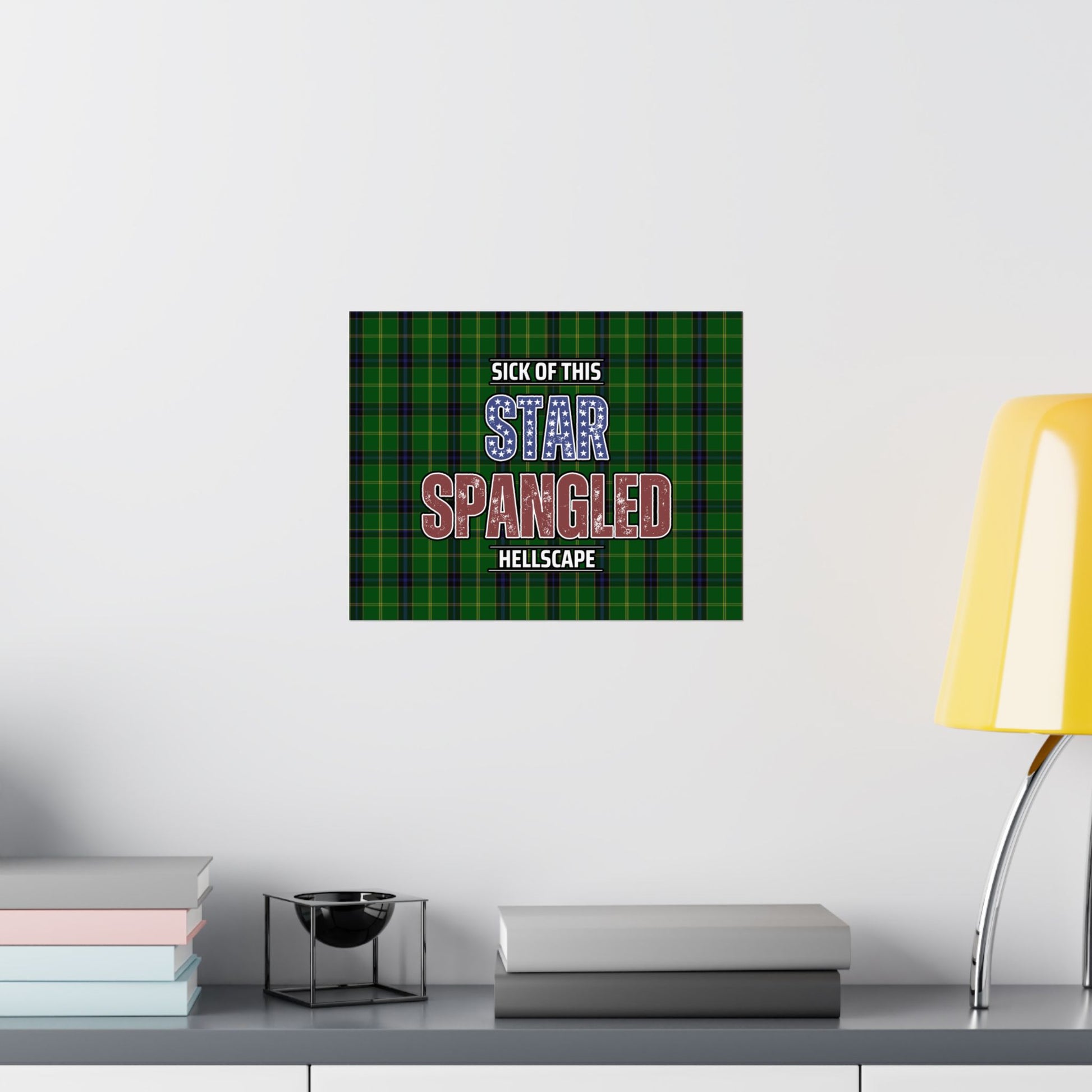 Star Spangled Hellscape Tartan Satin Poster