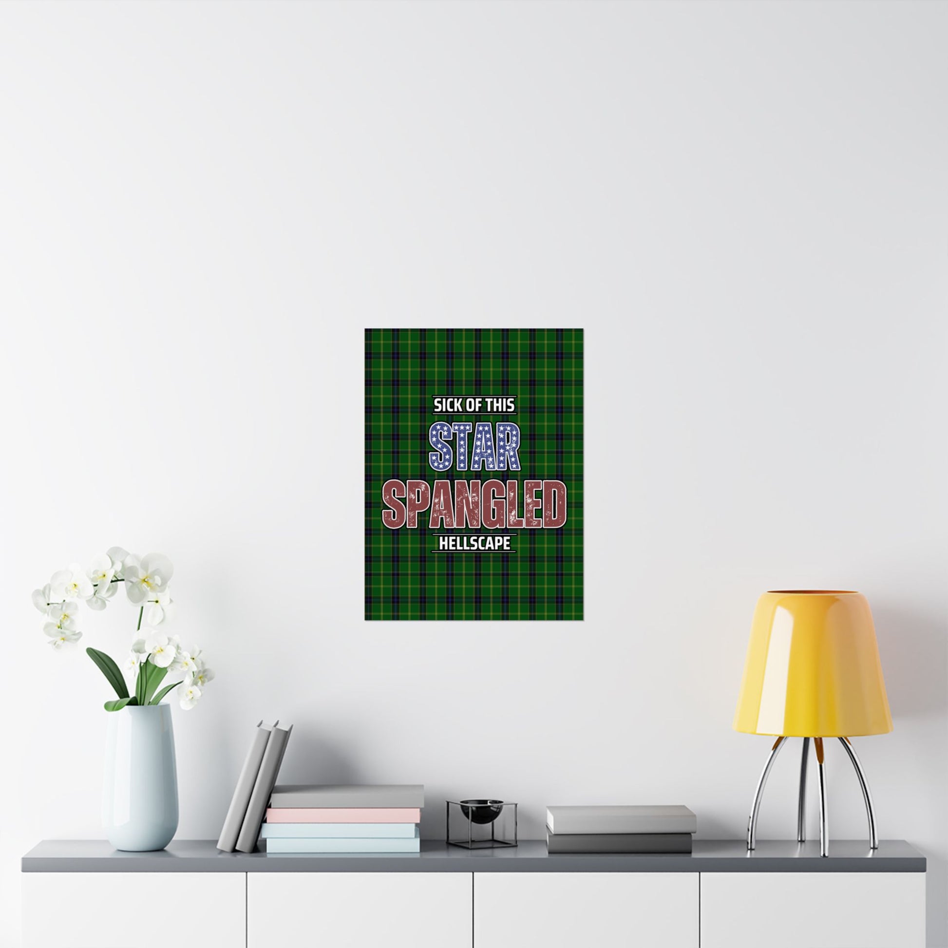 Star Spangled Hellscape Tartan Satin Poster