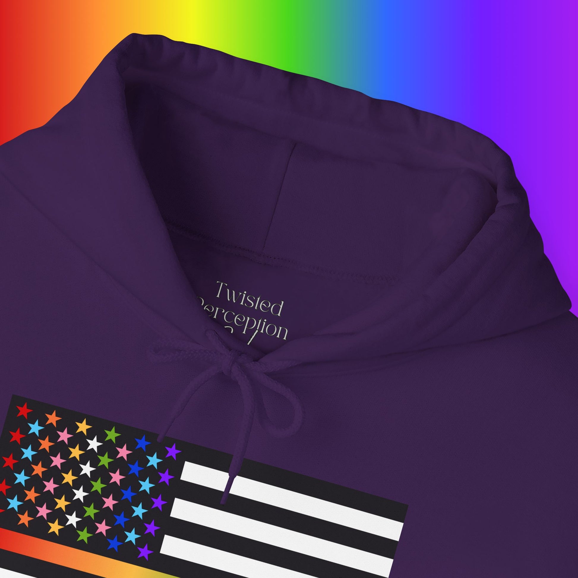 Thin Queer Line American Flag Heavy Blend Hoodie