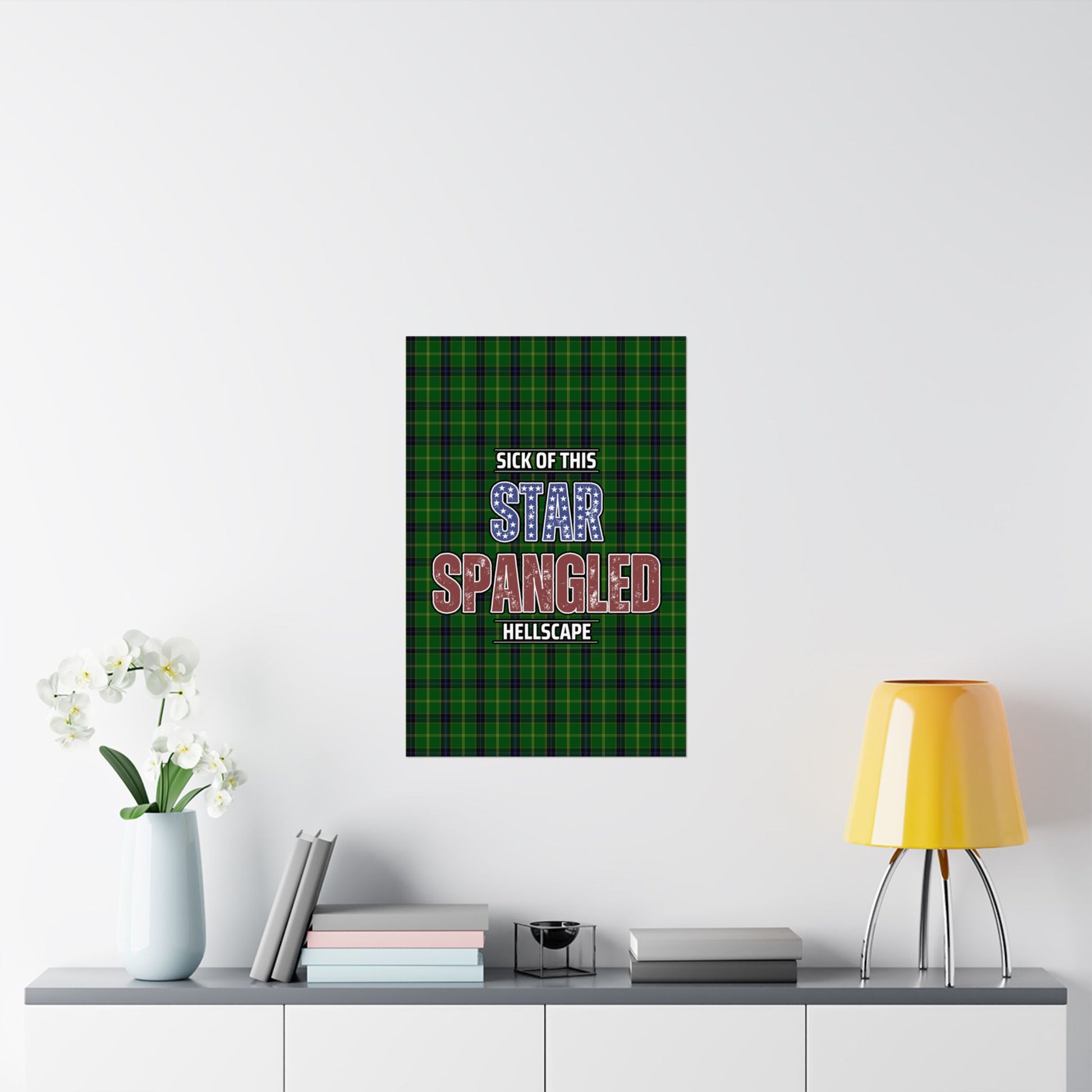 Star Spangled Hellscape Tartan Satin Poster