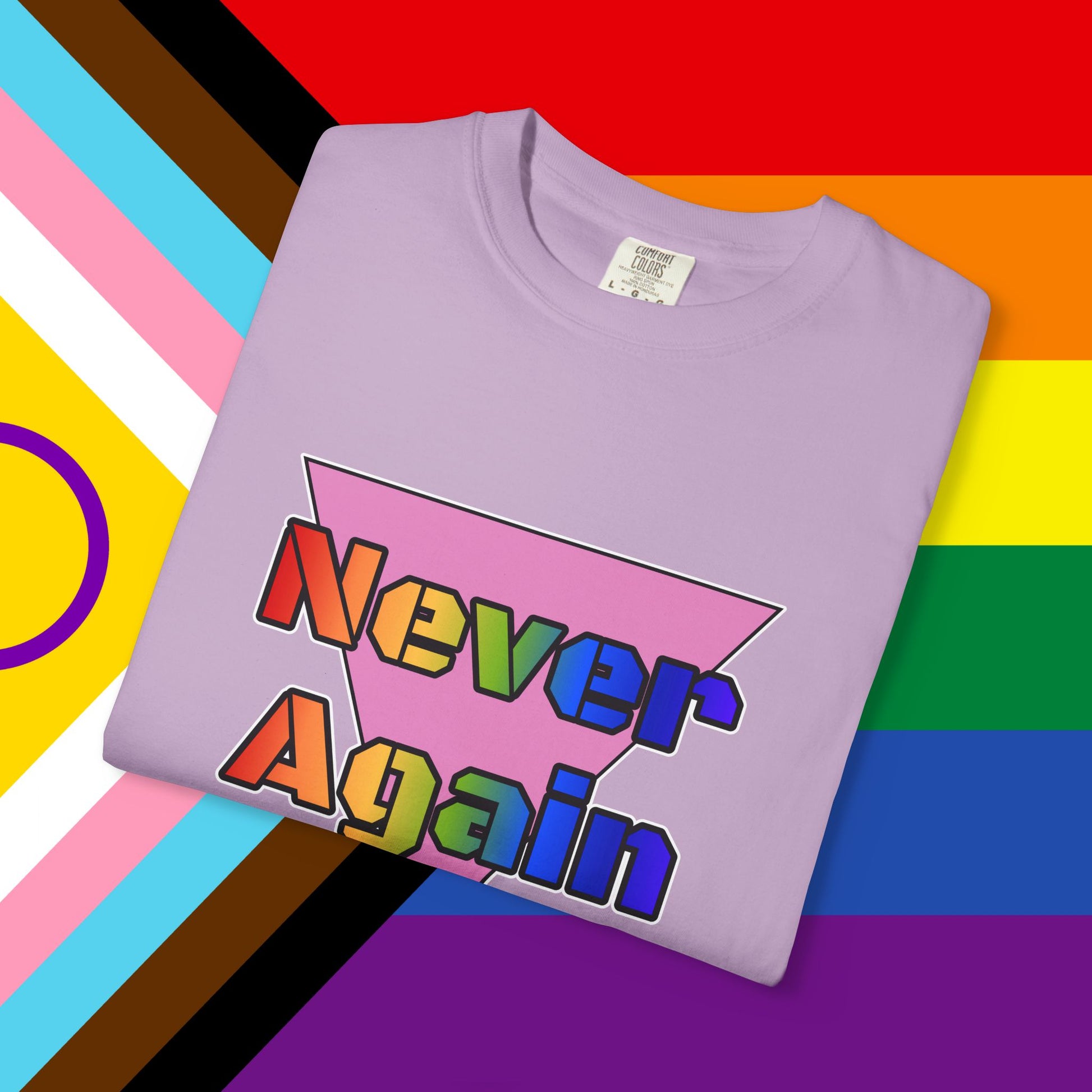 Never Again Bold Letters Garment Dyed Tshirt