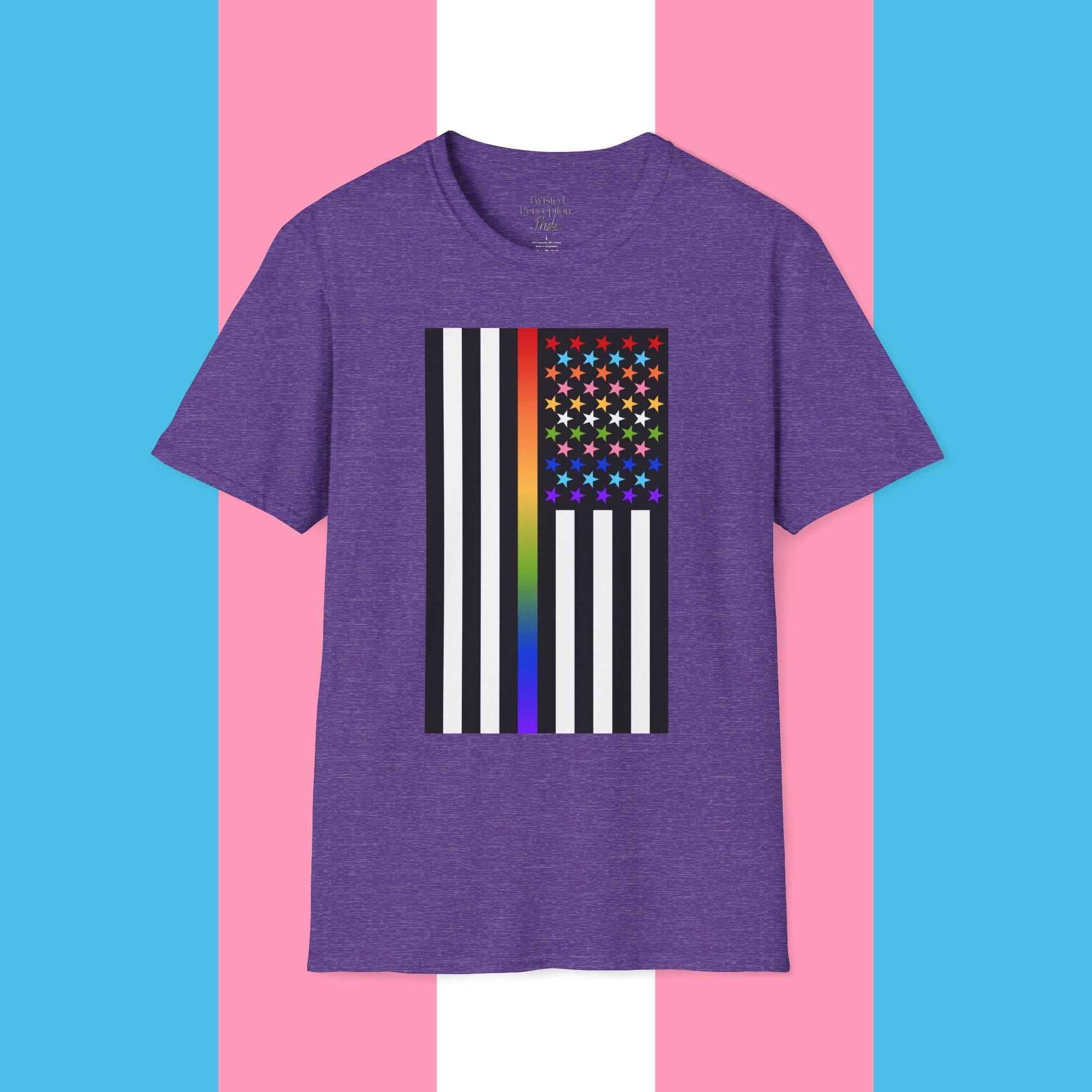 Thin Queer Line Pride Flag Unisex Softstyle T-shirt