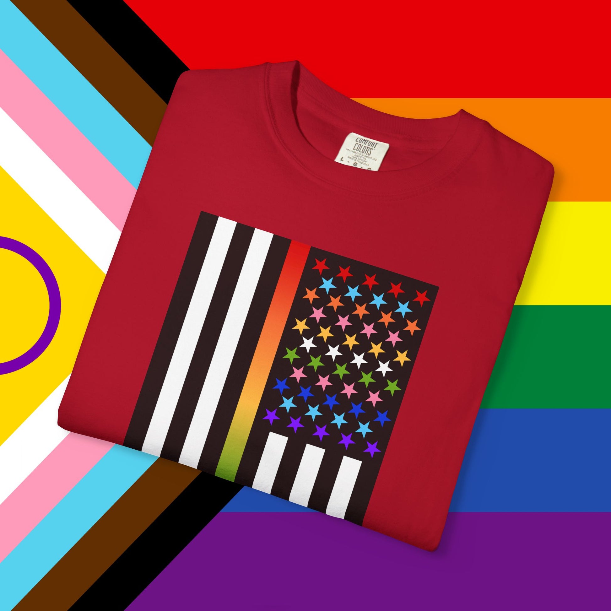 Thin Queer Line American Flag Garment-Dyed Tshirt