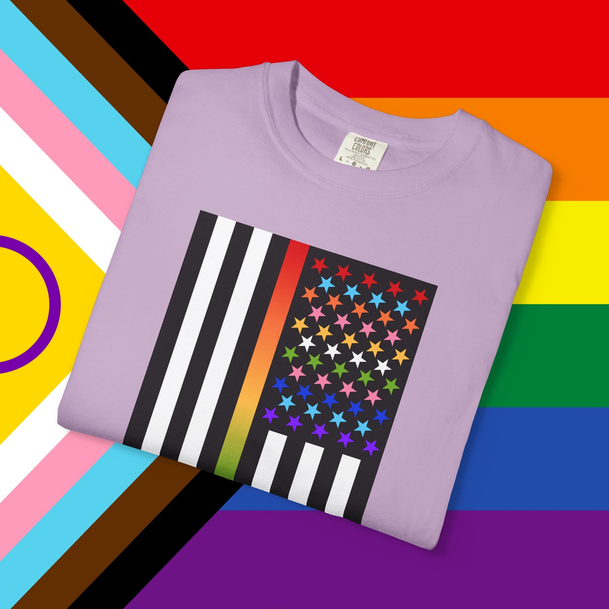 Thin Queer Line American Flag Garment-Dyed Tshirt