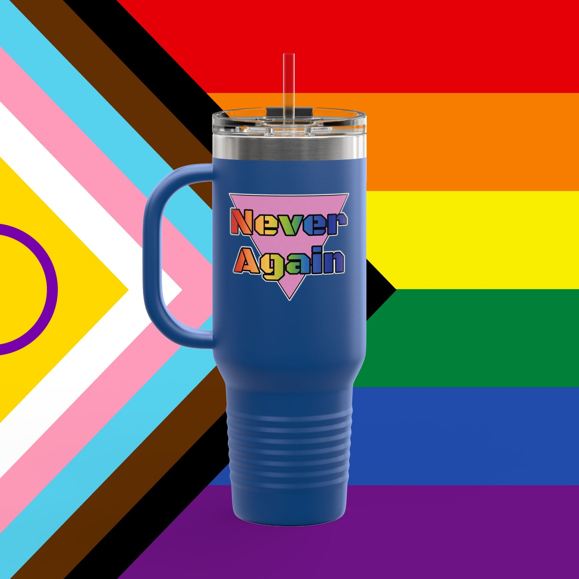 Bold Letters Never Again 40oz Insulated Travel Mug