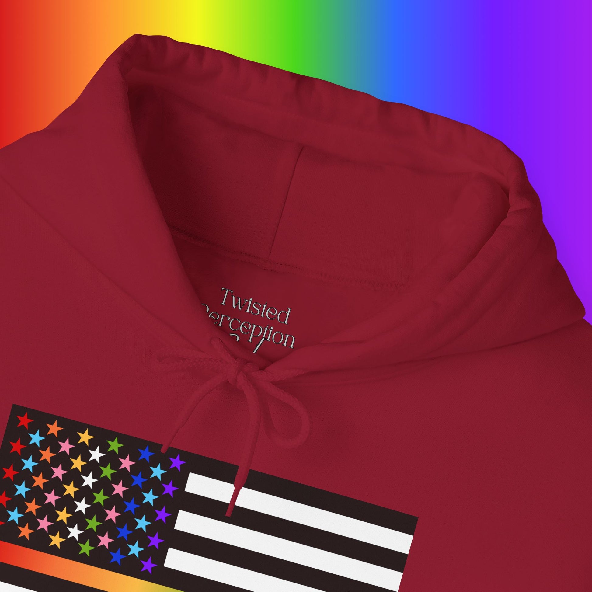 Thin Queer Line American Flag Heavy Blend Hoodie