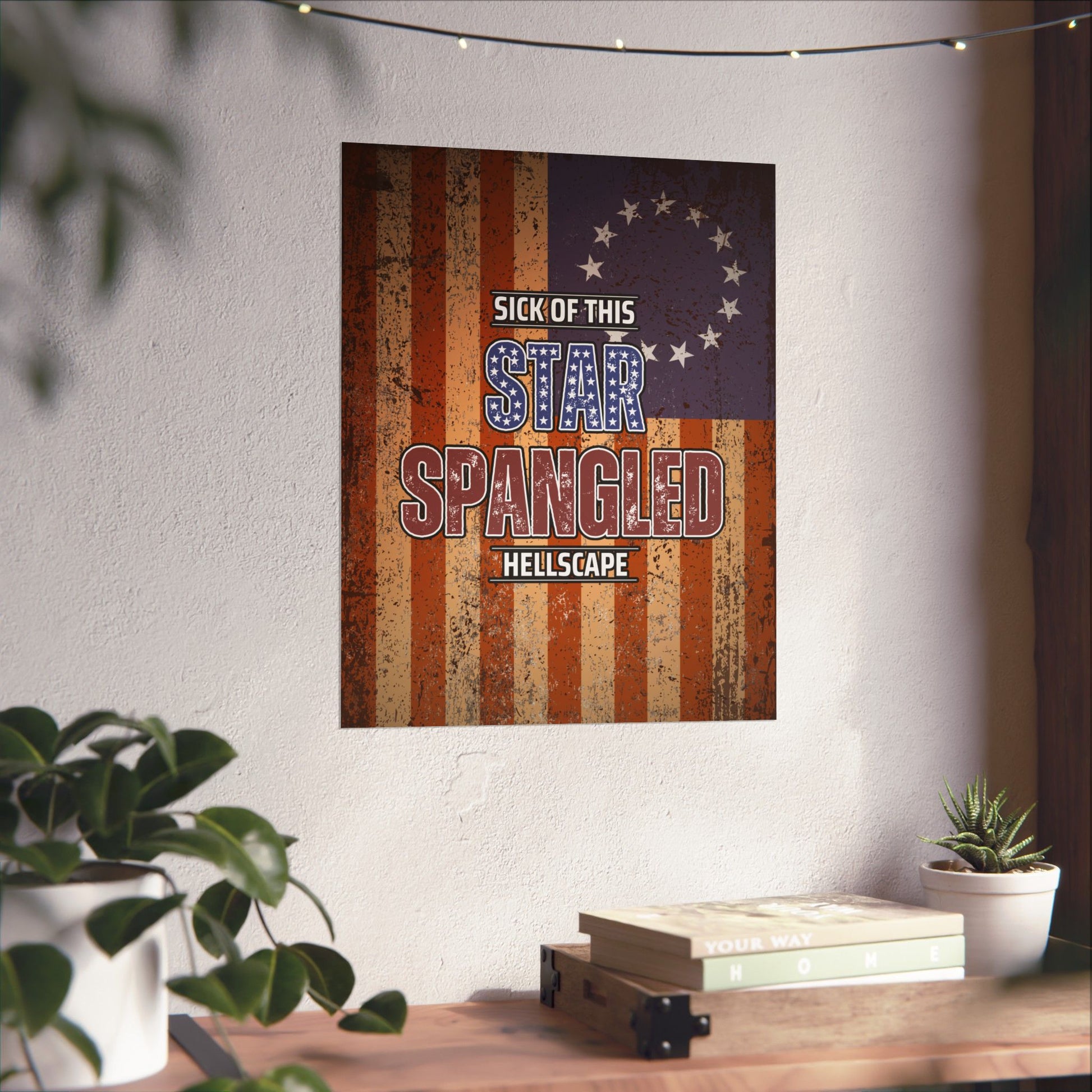 Star Spangled Hellscape 1776 American Flag Poster