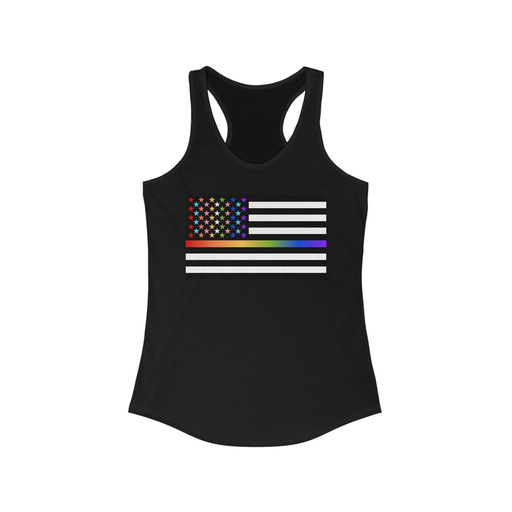 Thin Queer Line American Flag Fem Racerback Tank Top