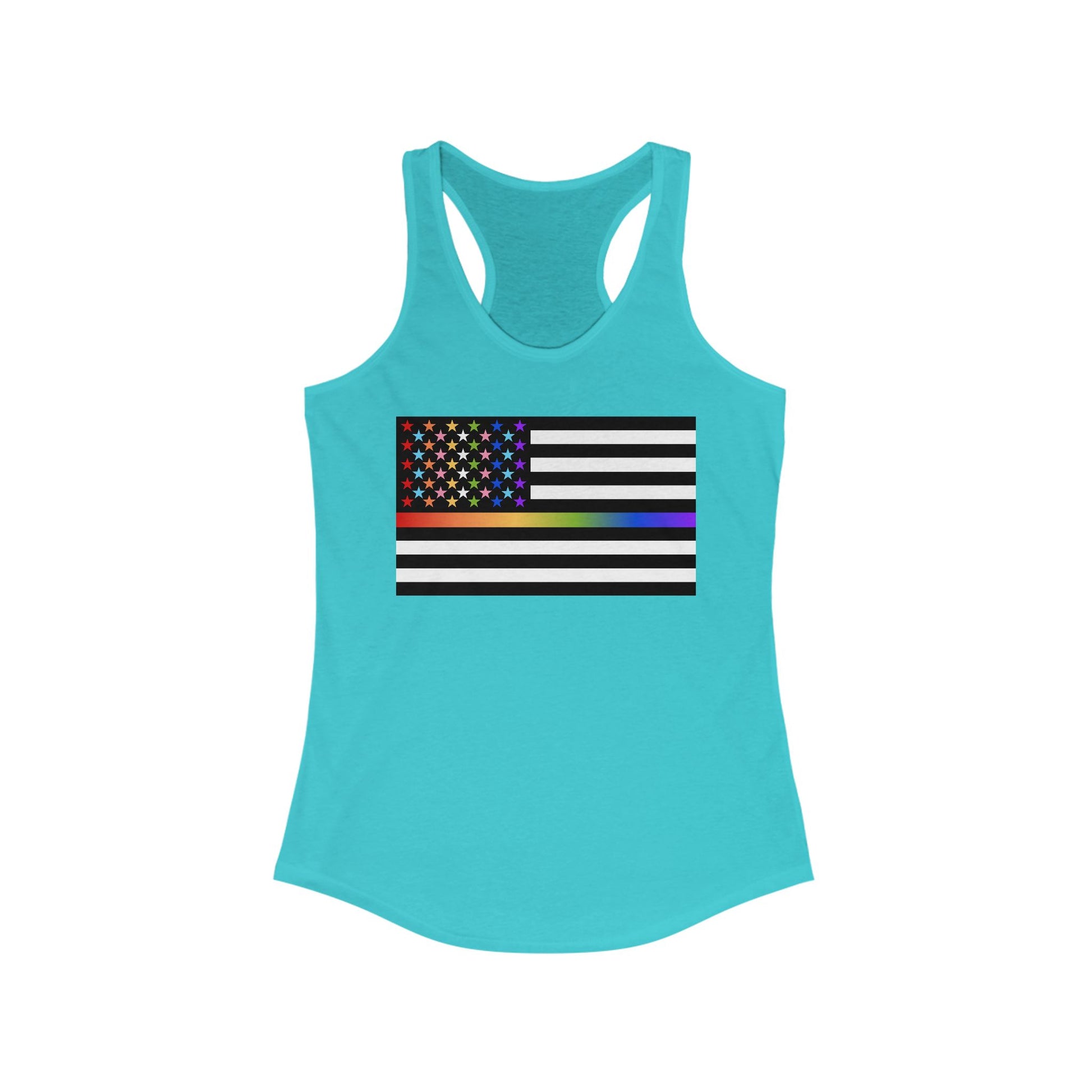 Thin Queer Line American Flag Fem Racerback Tank Top