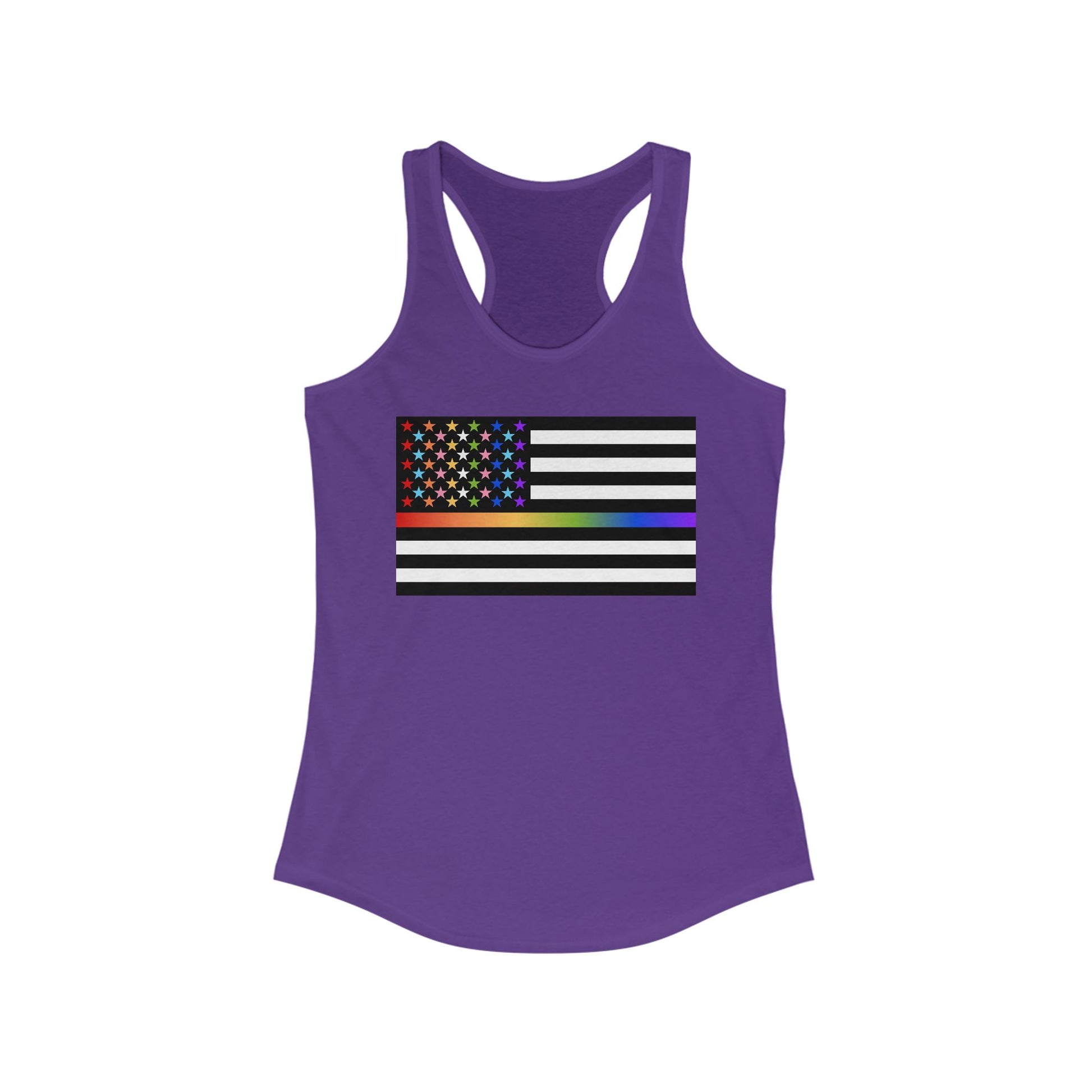 Thin Queer Line American Flag Fem Racerback Tank Top