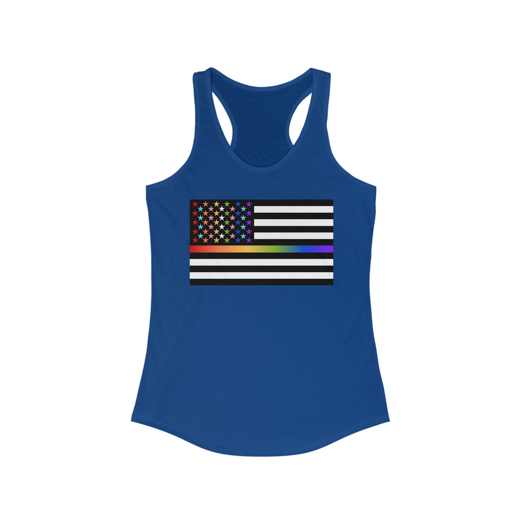 Thin Queer Line American Flag Fem Racerback Tank Top
