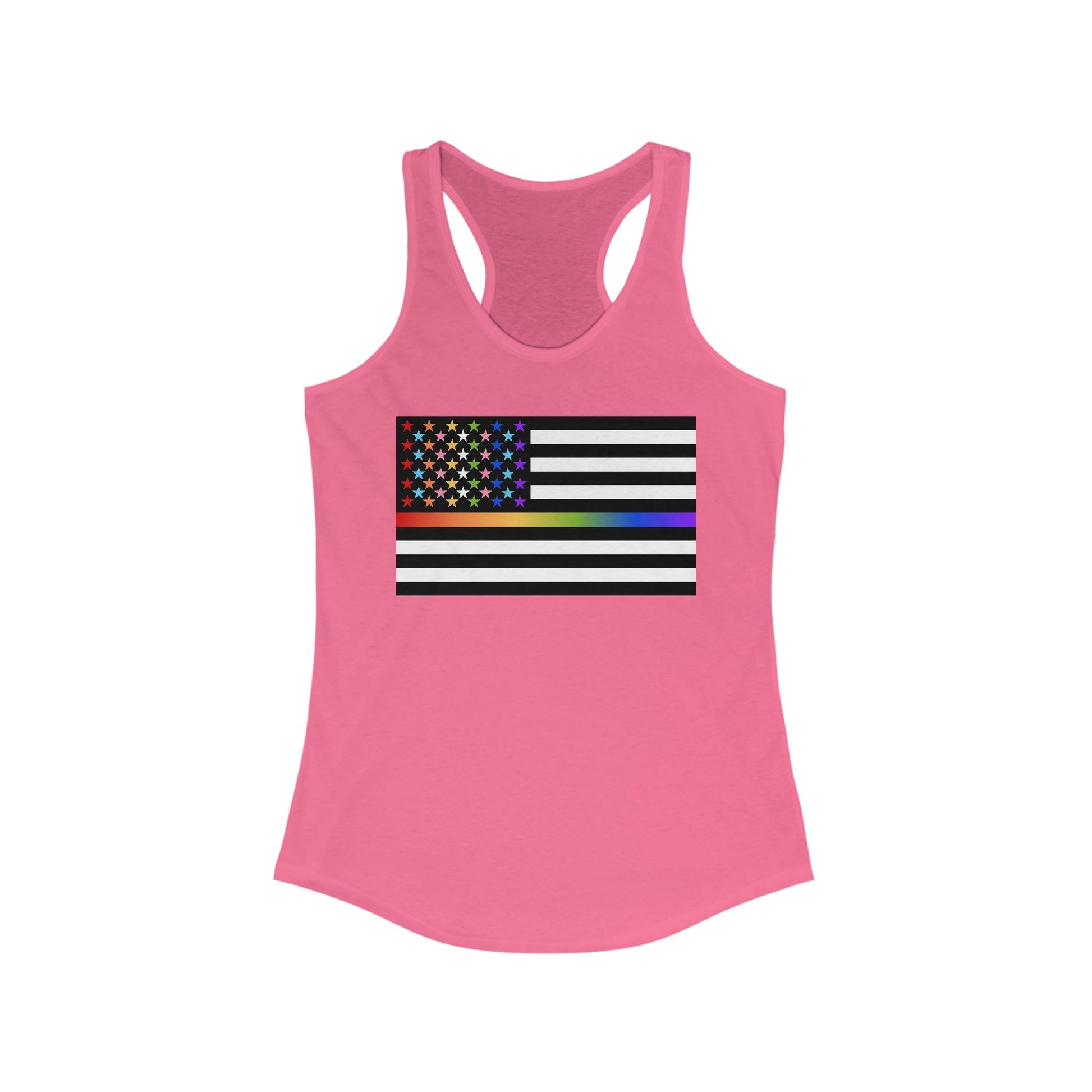 Thin Queer Line American Flag Fem Racerback Tank Top