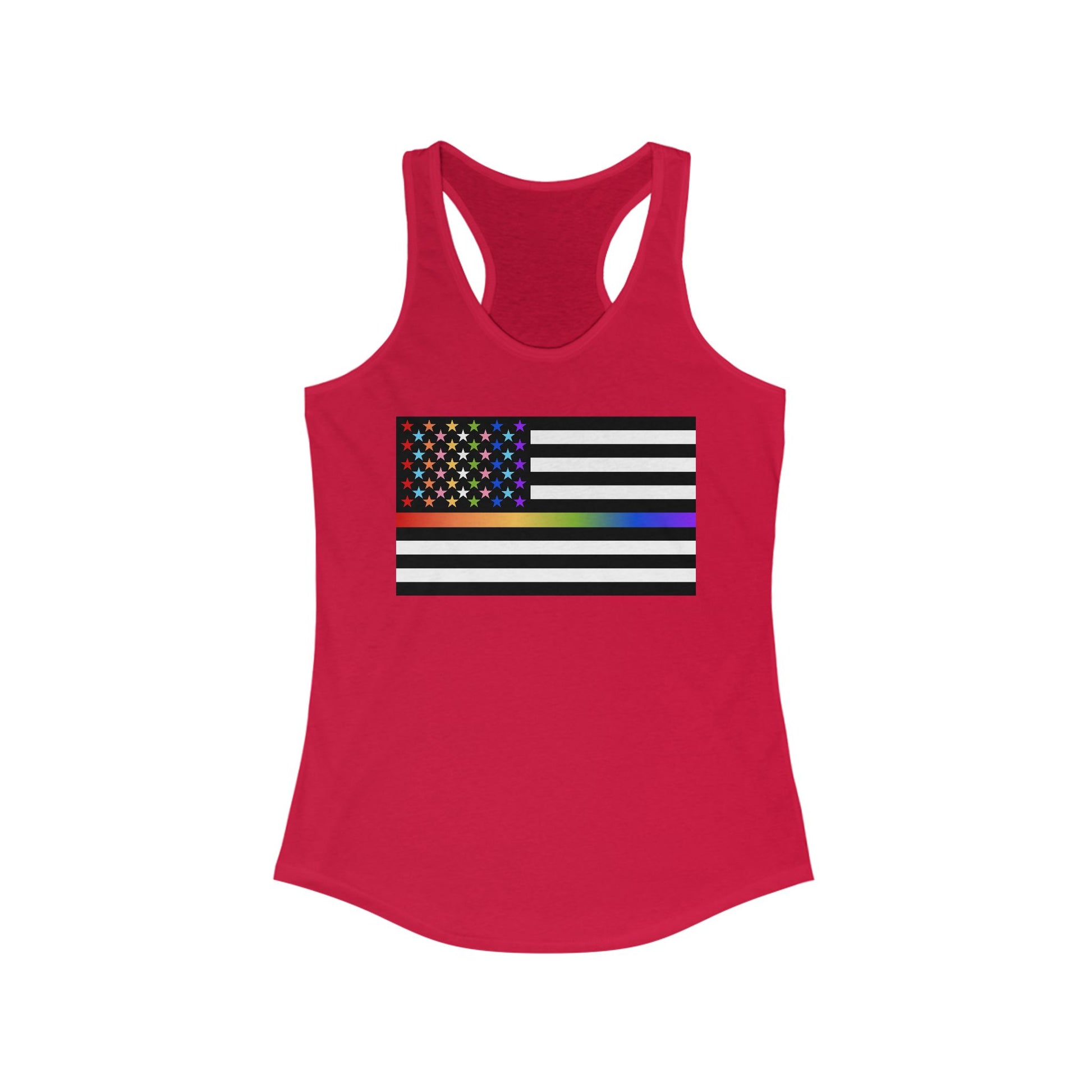 Thin Queer Line American Flag Fem Racerback Tank Top