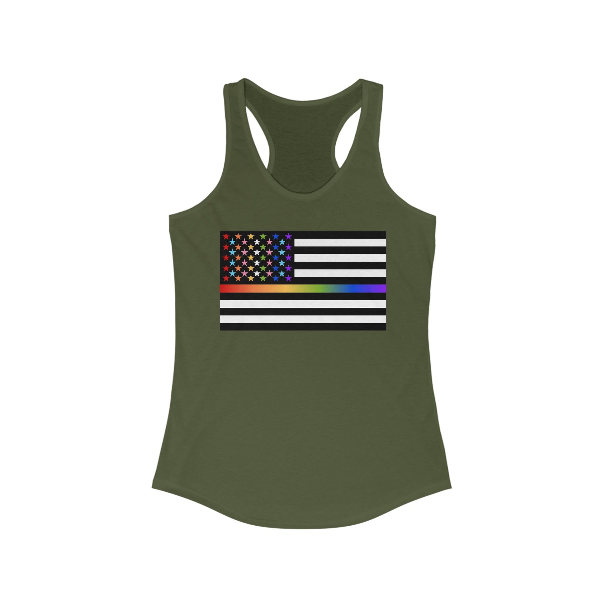 Thin Queer Line American Flag Fem Racerback Tank Top