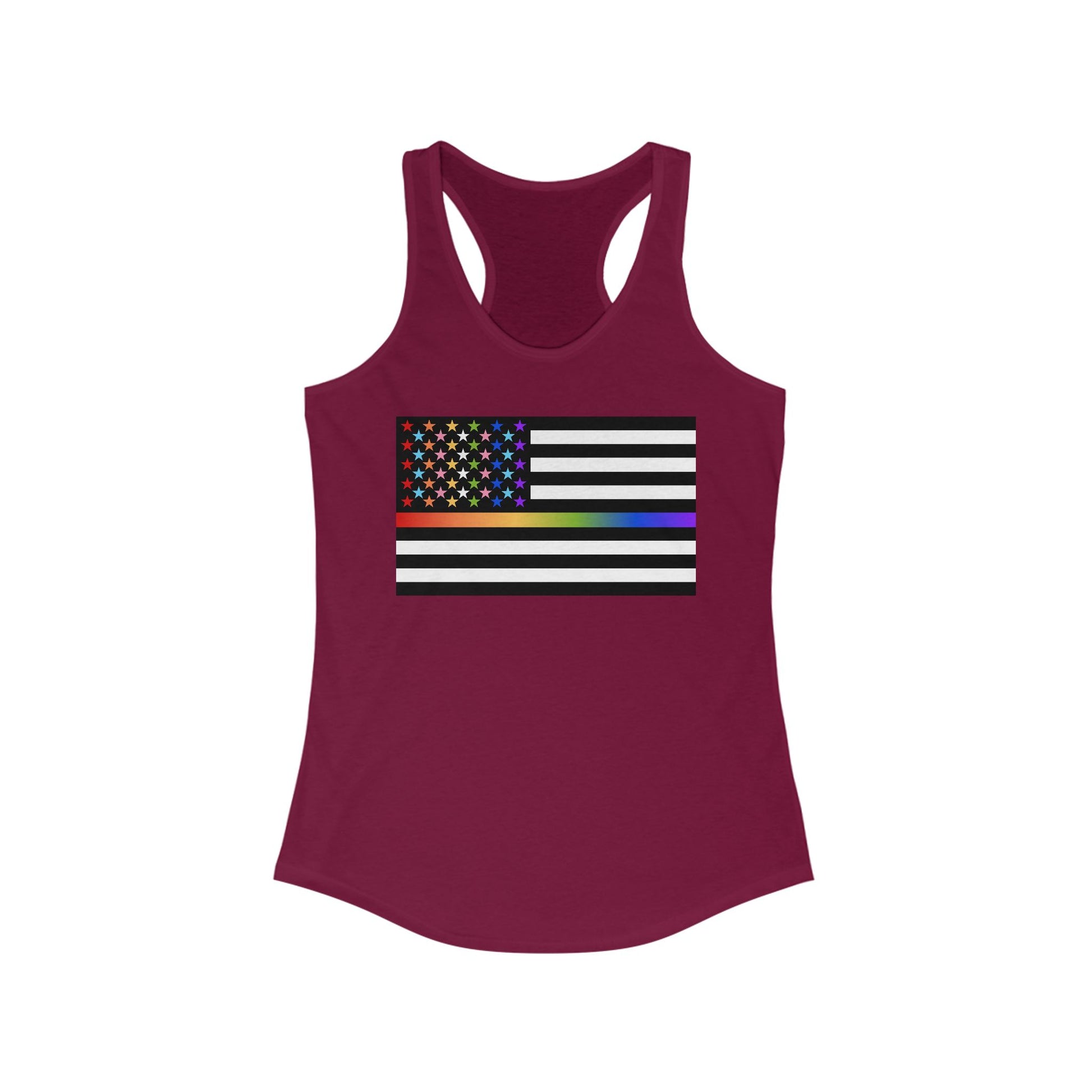 Thin Queer Line American Flag Fem Racerback Tank Top