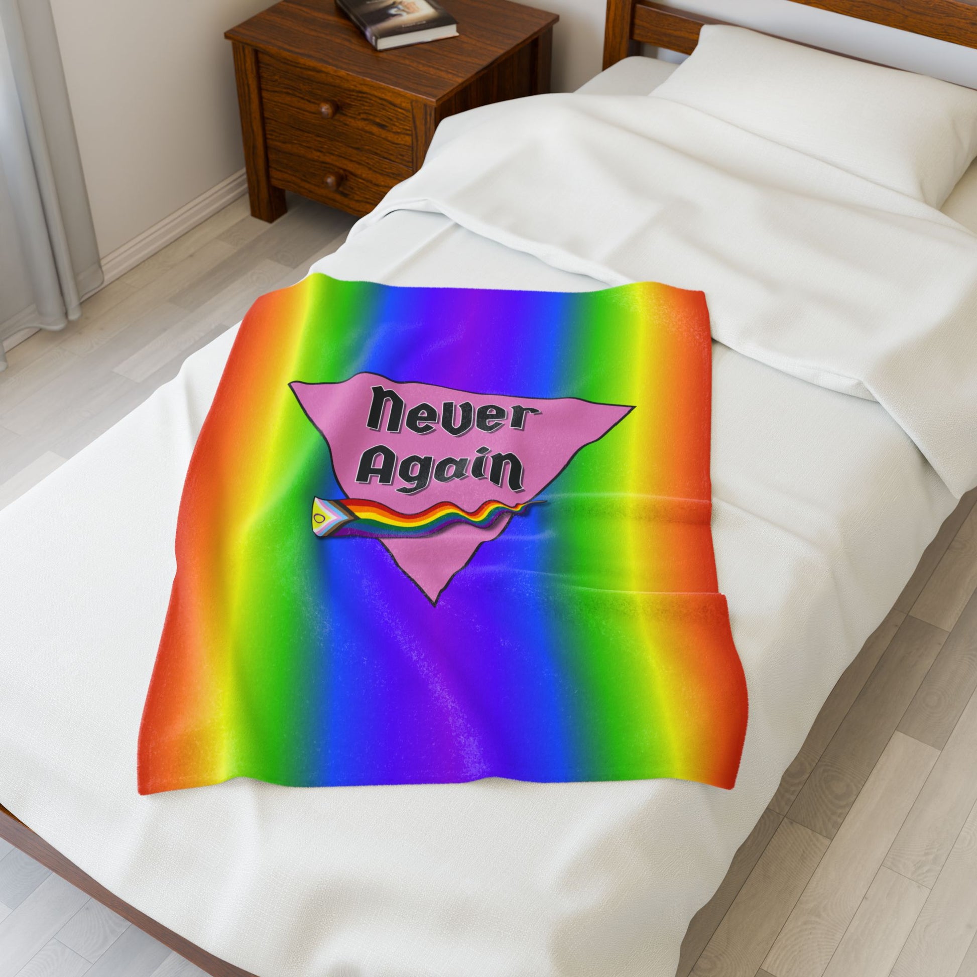 Never Again Rainbow Gradient Velveteen Plush Blanket