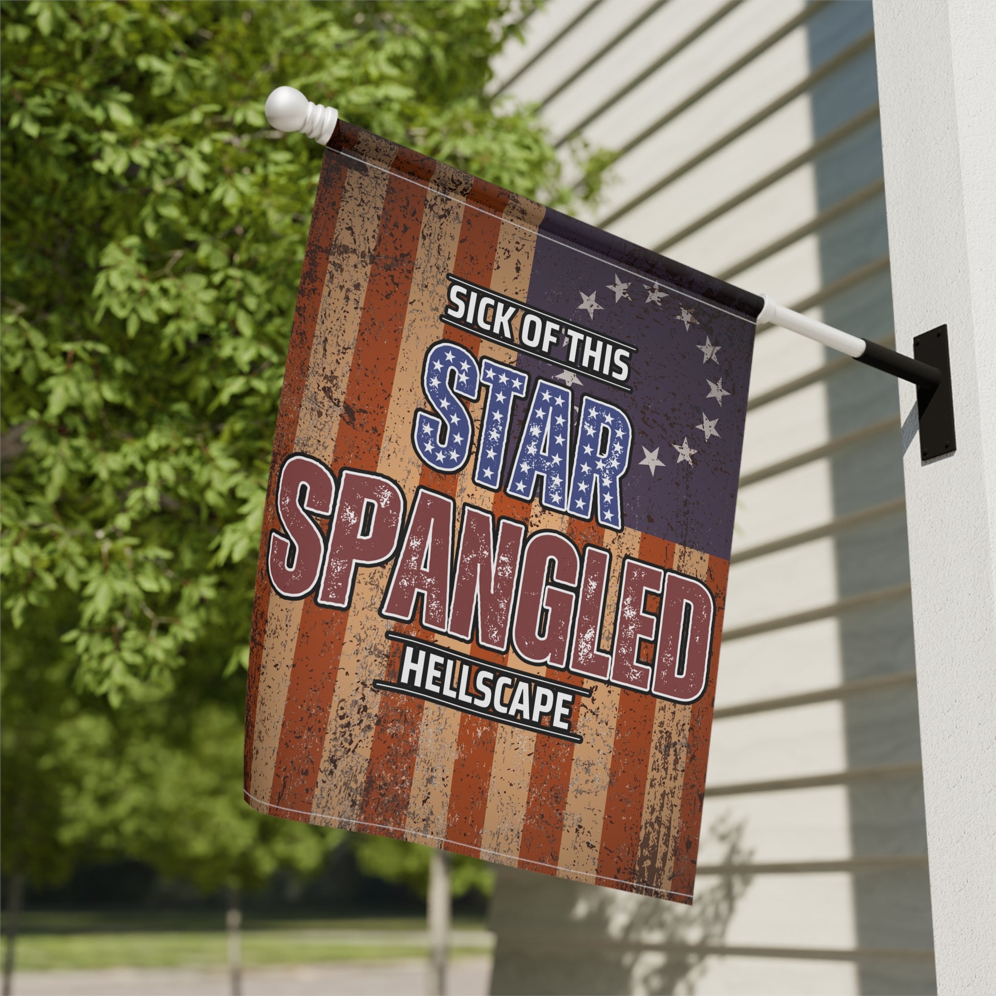 Star Spangled Hellscape 1776 American Flag Banner