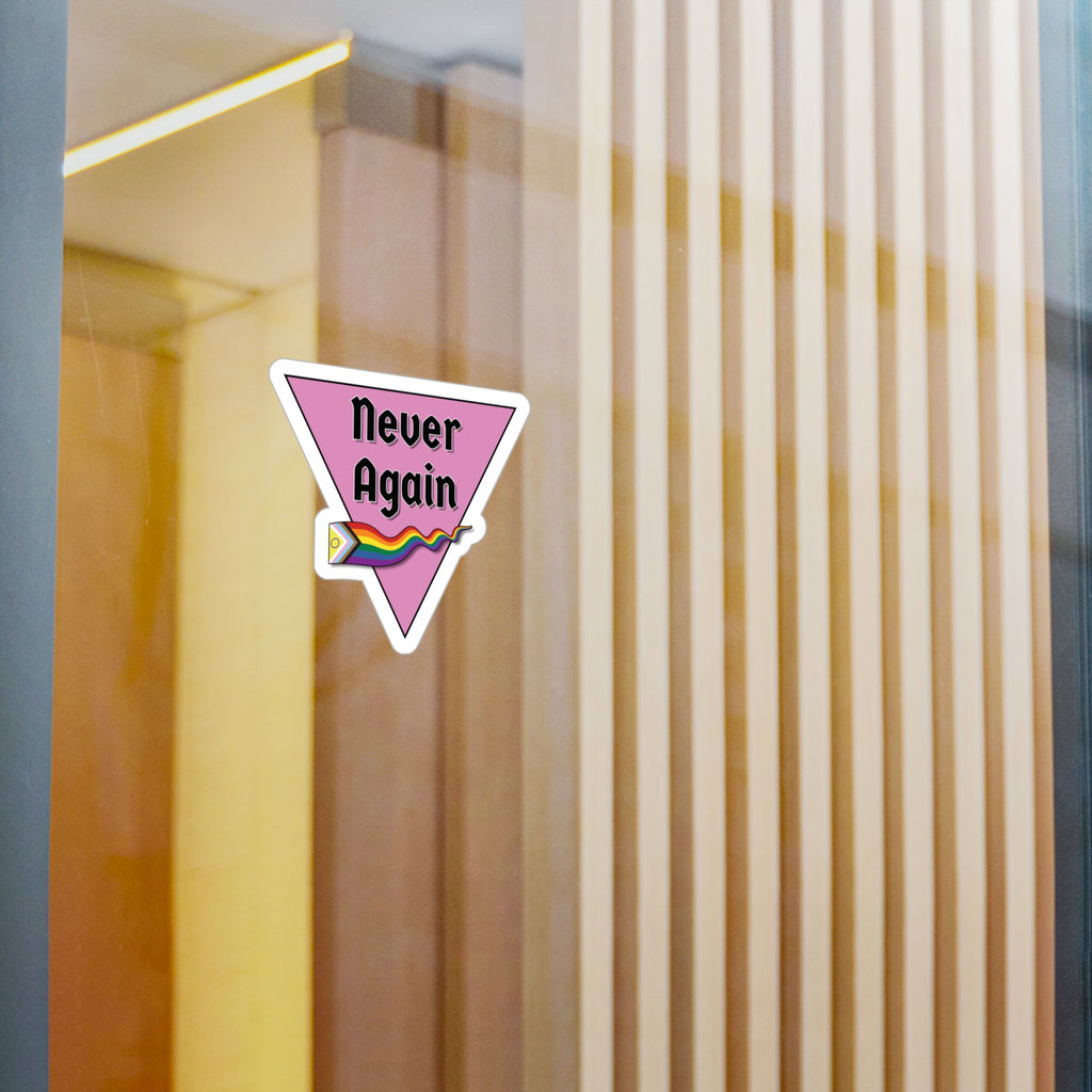 Never Again Historical Pink Triangle Kiss-Cut Vinyl Decals