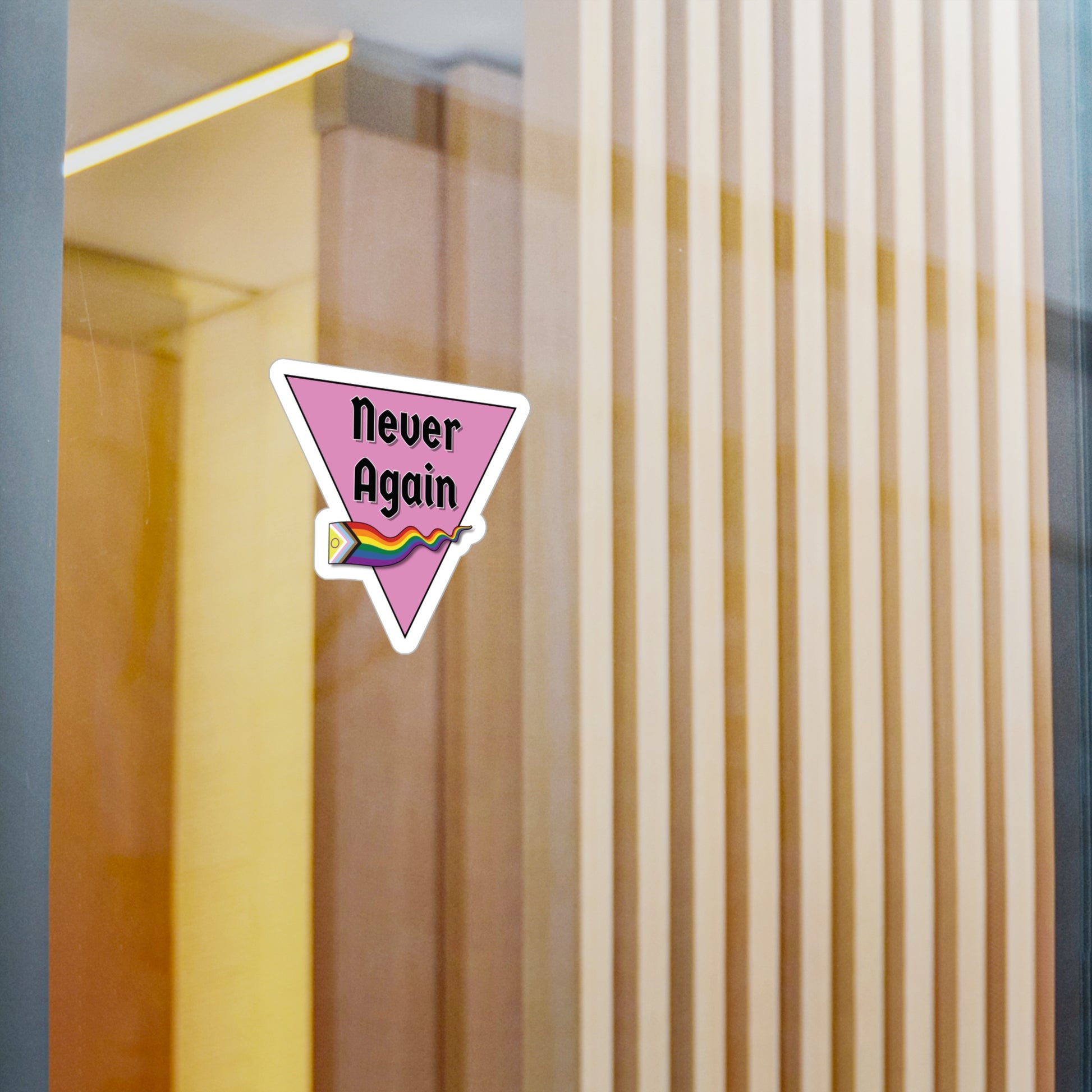 Never Again Historical Pink Triangle Kiss-Cut Vinyl Decals