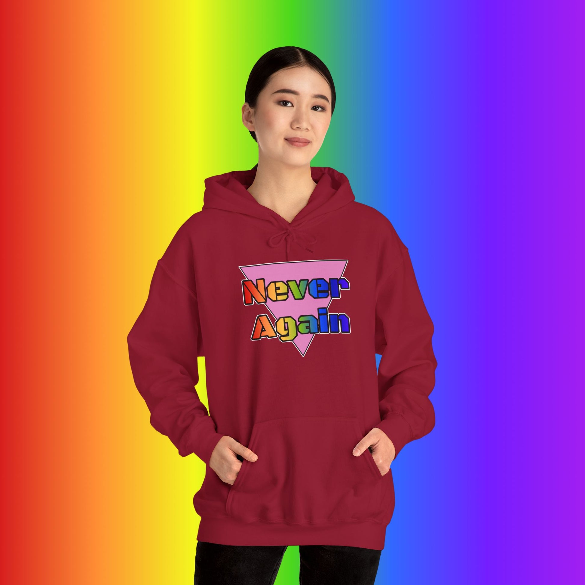 Never Again Bold Letters Heavy Blend Hoodie