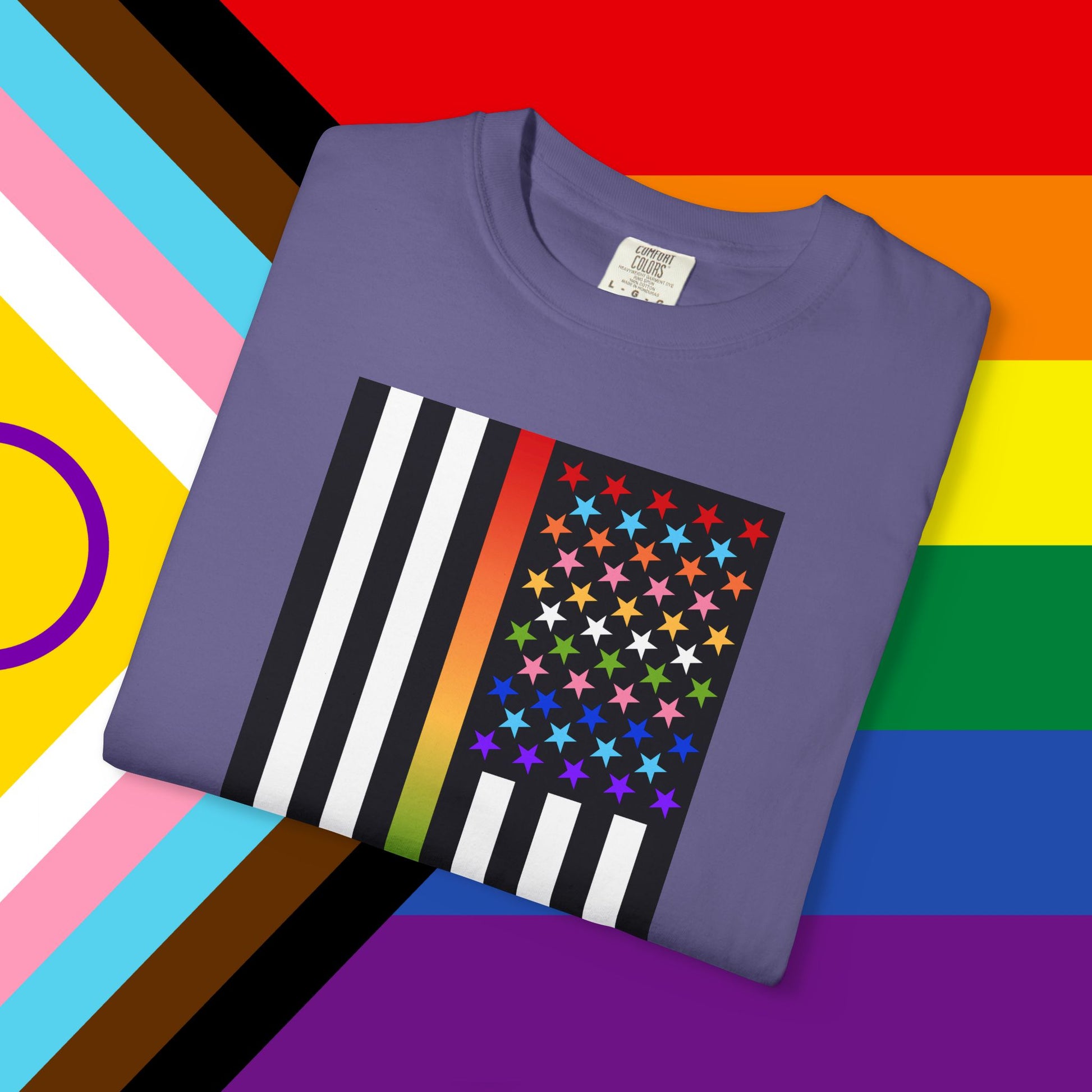 Thin Queer Line American Flag Garment-Dyed Tshirt