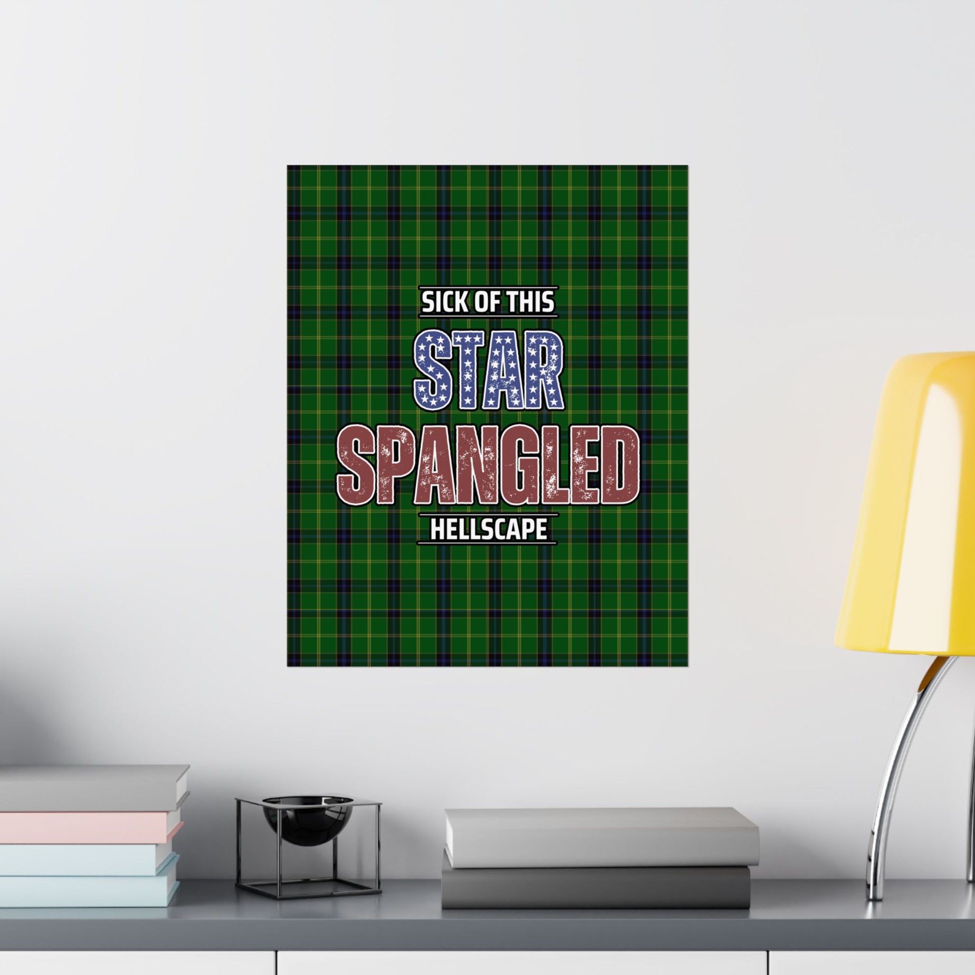 Star Spangled Hellscape Tartan Satin Poster