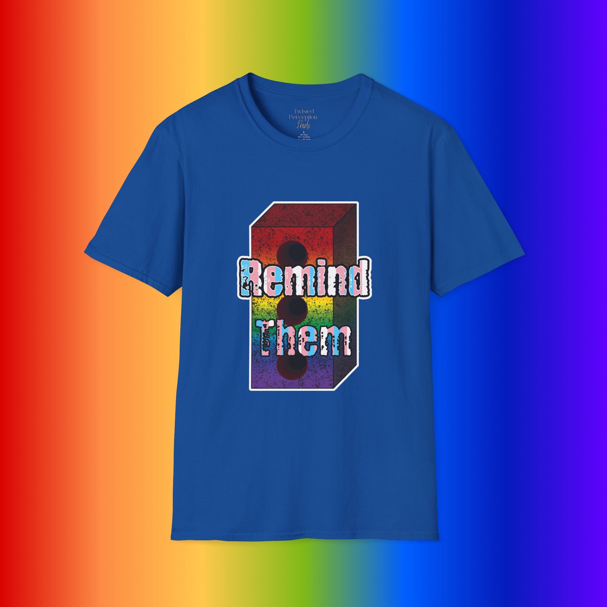 'Remind Them' Stonewall Uprising Rainbow Brick Graphic Tee