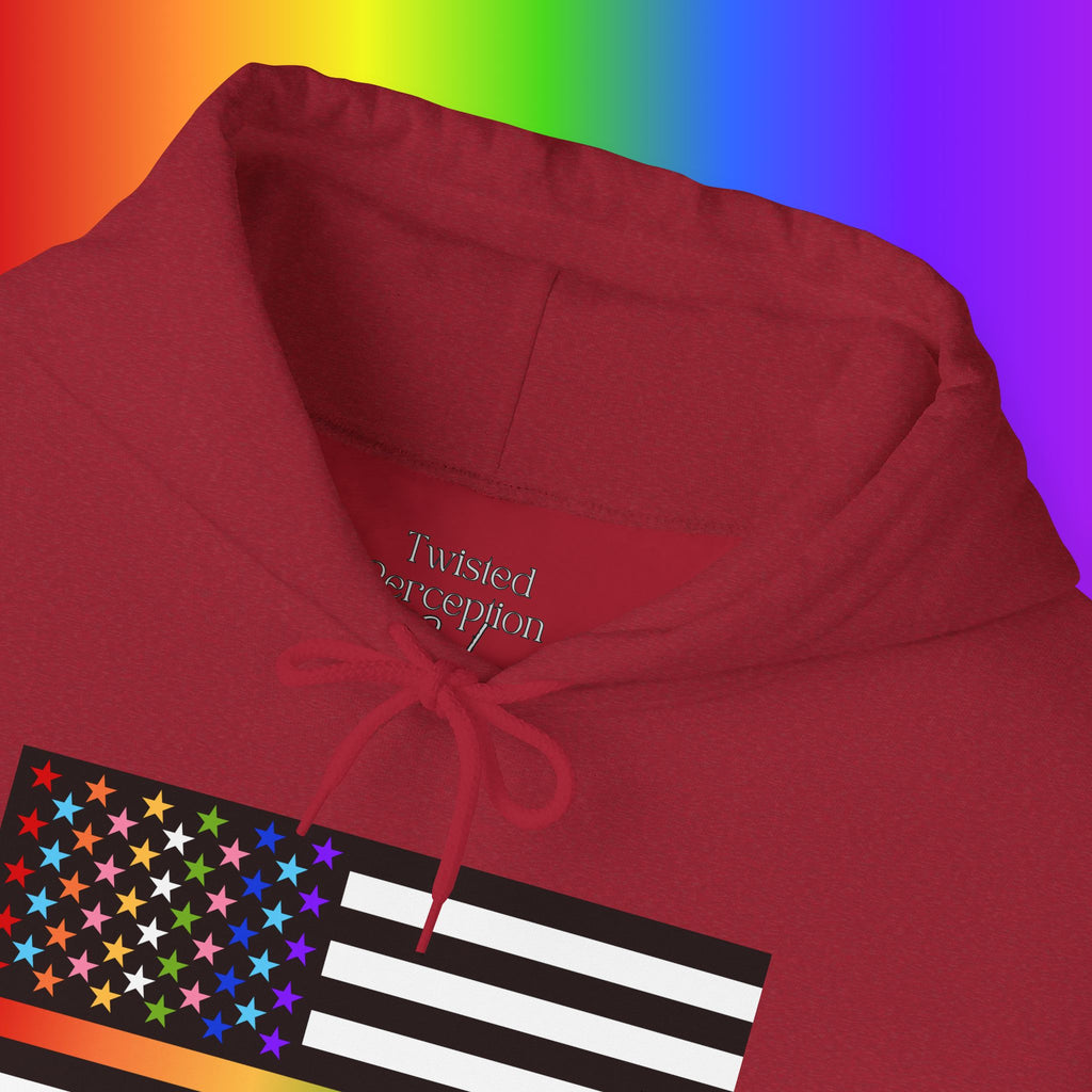 Thin Queer Line American Flag Heavy Blend Hoodie