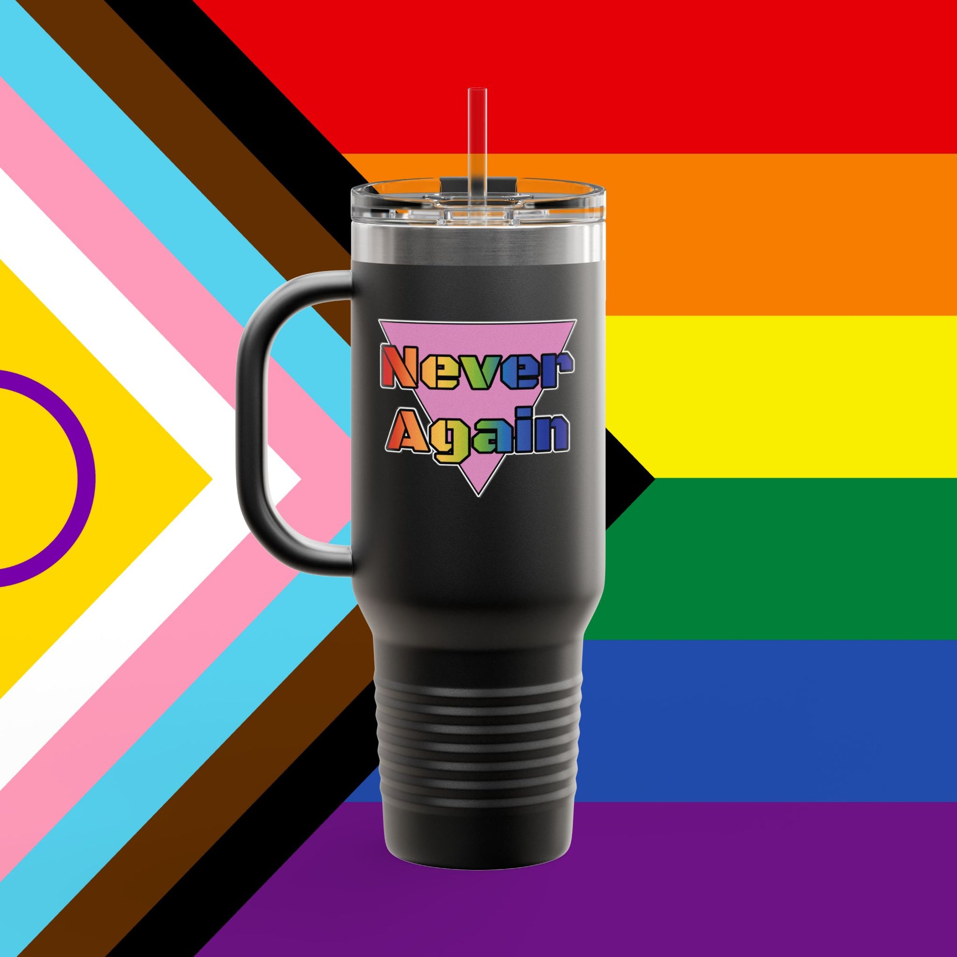 Bold Letters Never Again 40oz Insulated Travel Mug