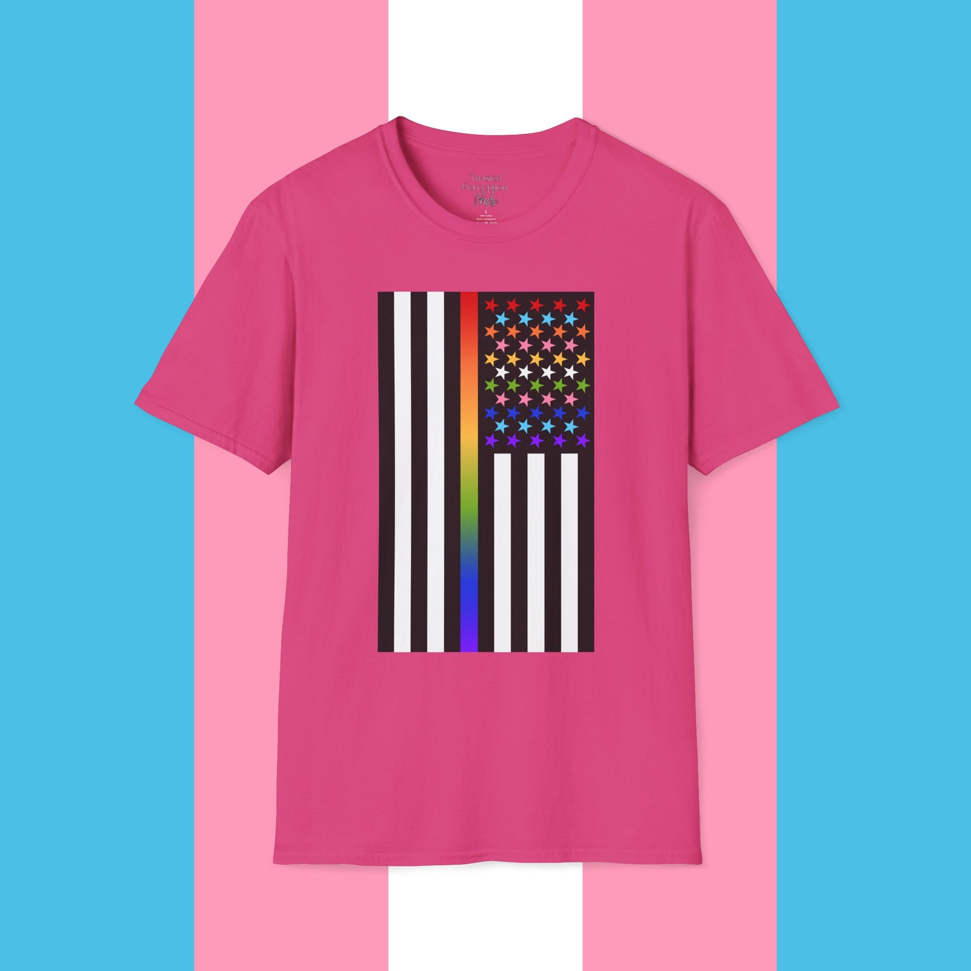 Thin Queer Line Pride Flag Unisex Softstyle T-shirt