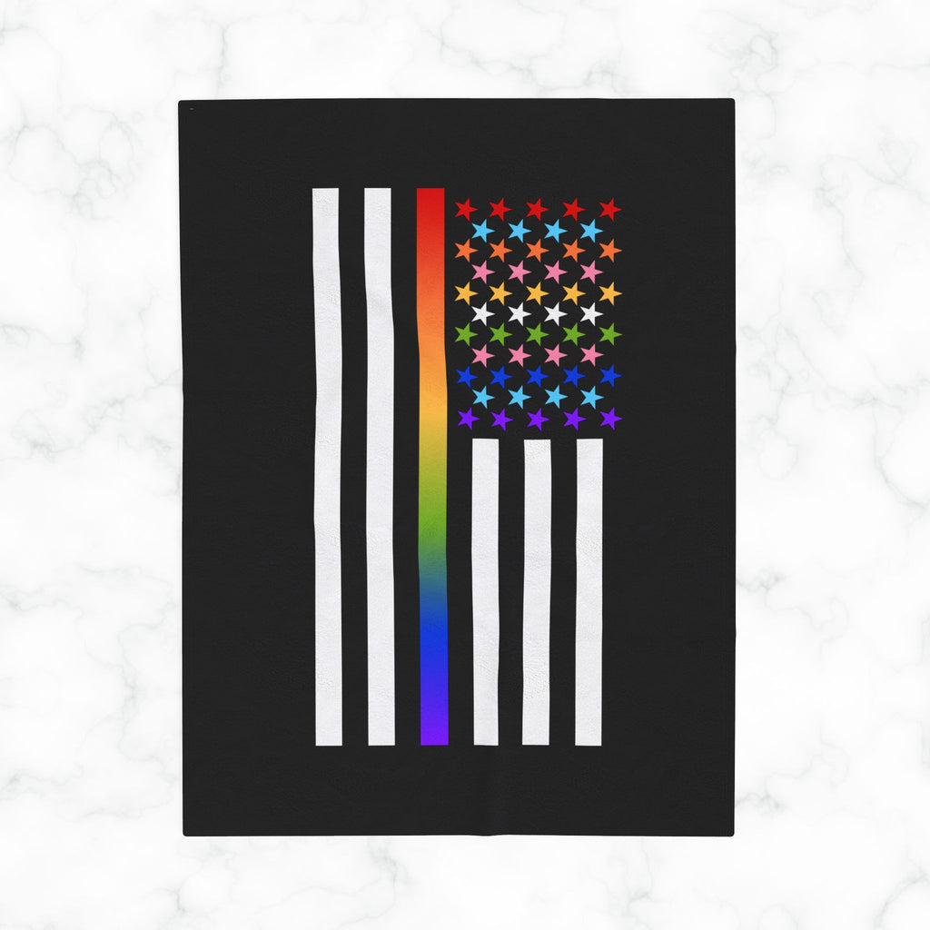 Thin Queer Line American Flag Plush Blanket