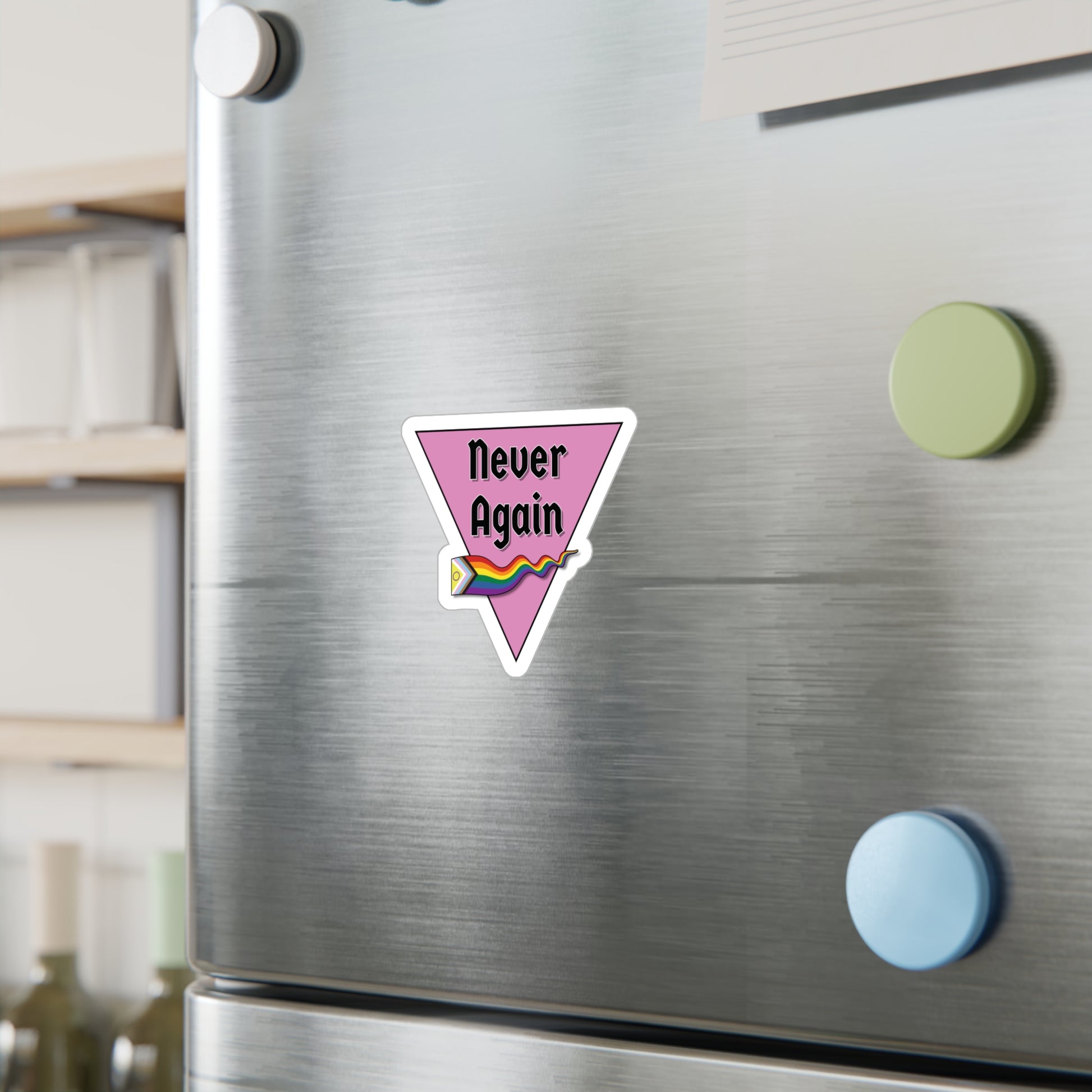 Never Again Historical Pink Triangle Kiss-Cut Vinyl Decals