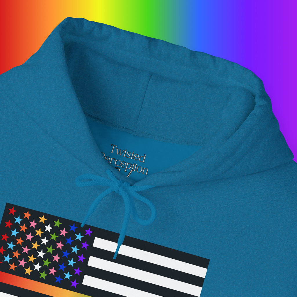 Thin Queer Line American Flag Heavy Blend Hoodie