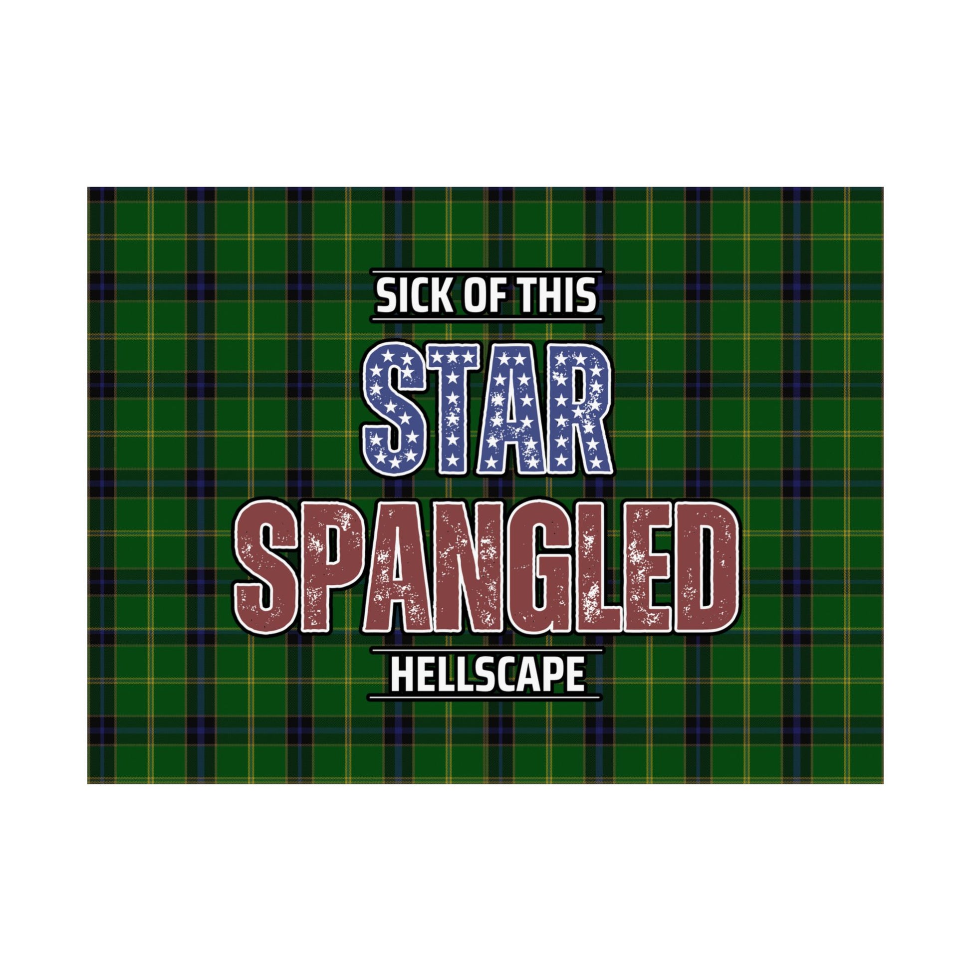 Star Spangled Hellscape Tartan Satin Poster