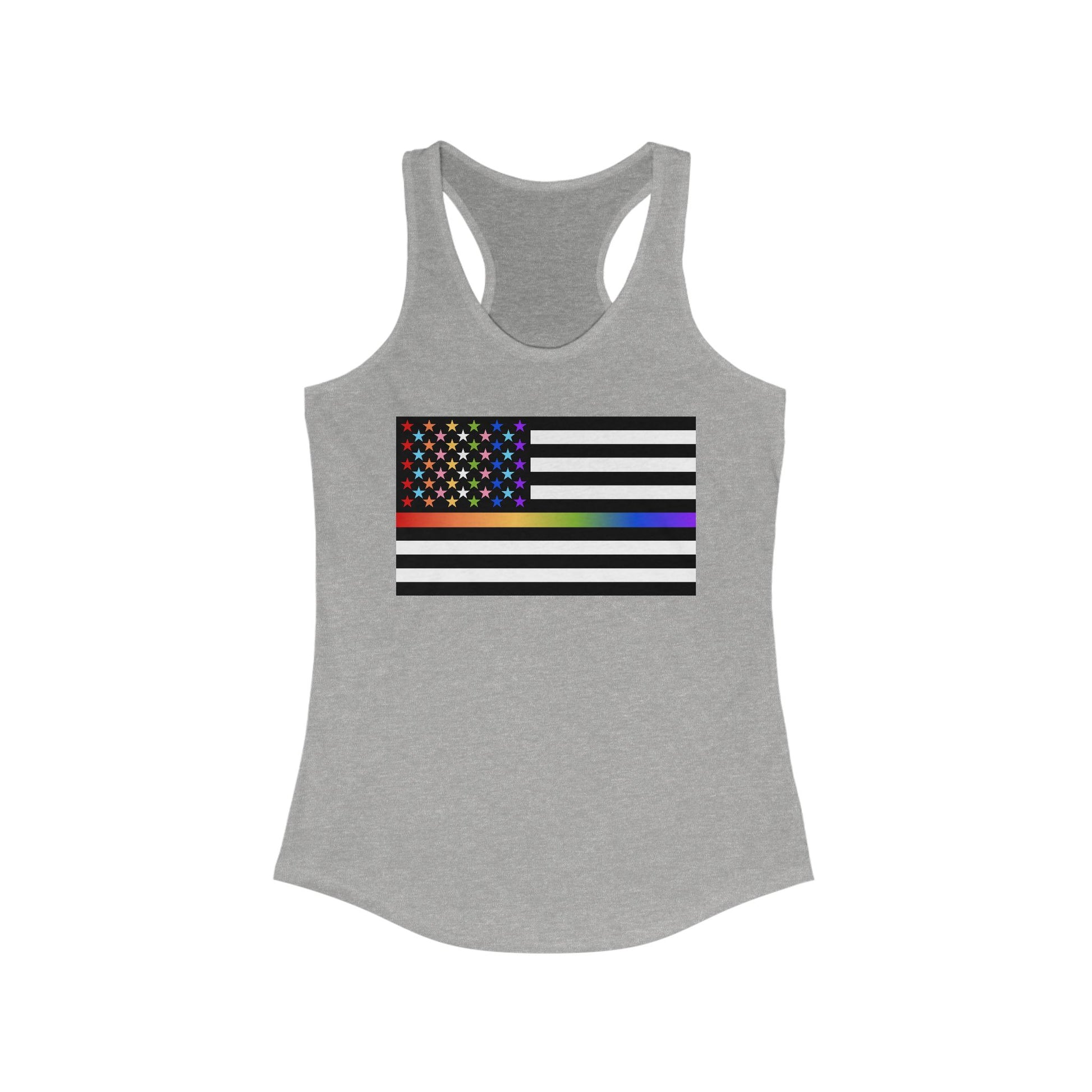 Thin Queer Line American Flag Fem Racerback Tank Top