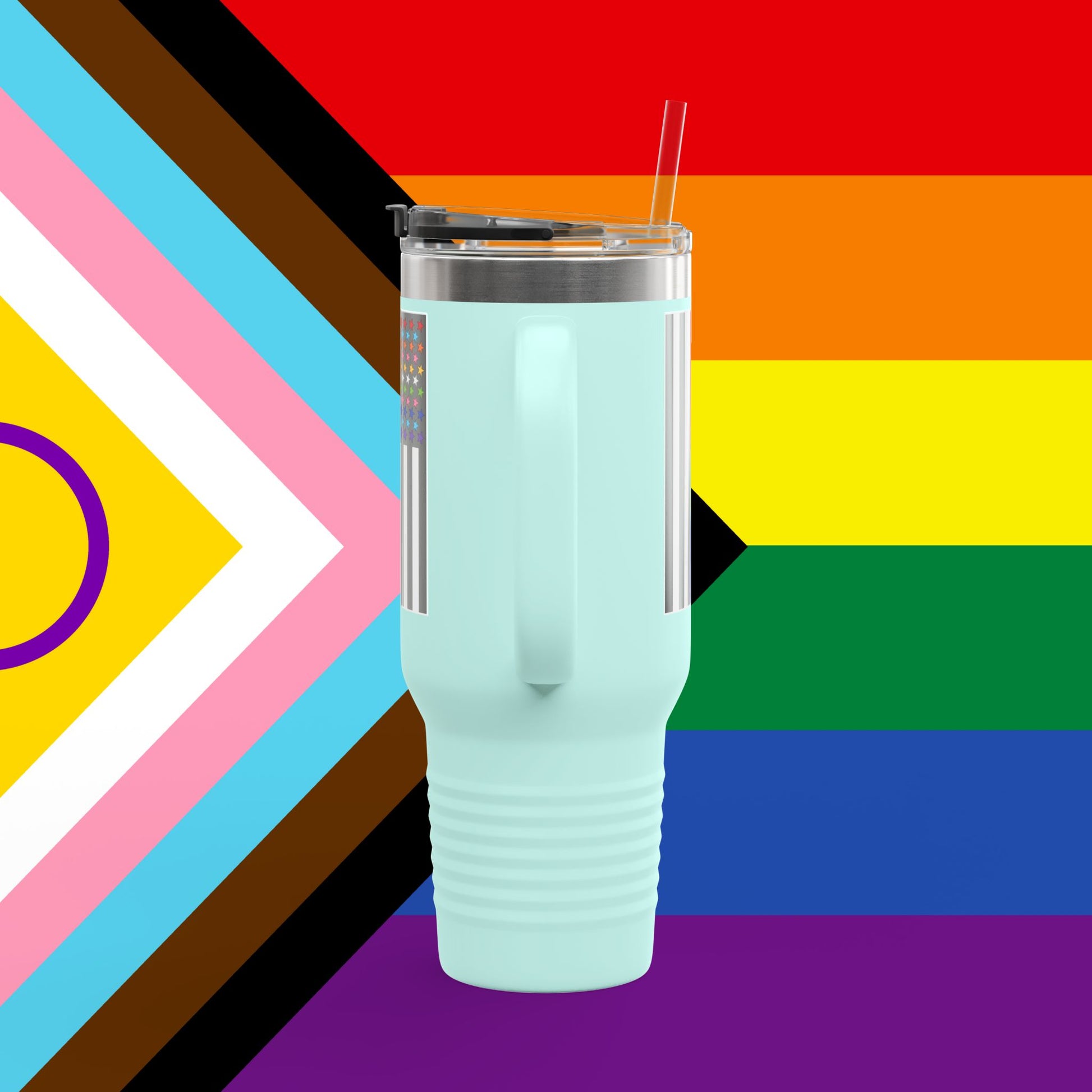 Thin Queer Line Pride Flag Insulated Travel Mug - 40oz