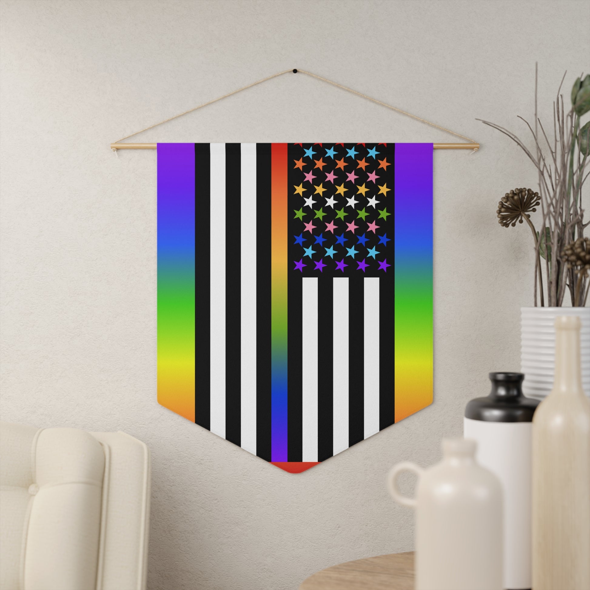Thin Queer Line American Flag Pennant