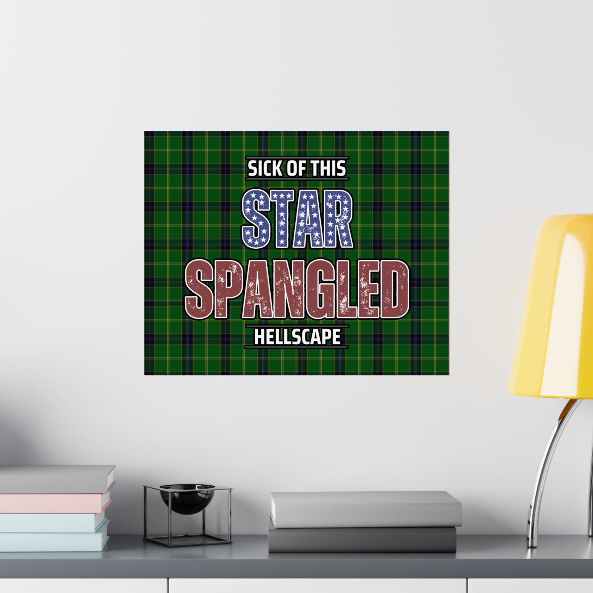Star Spangled Hellscape Tartan Satin Poster