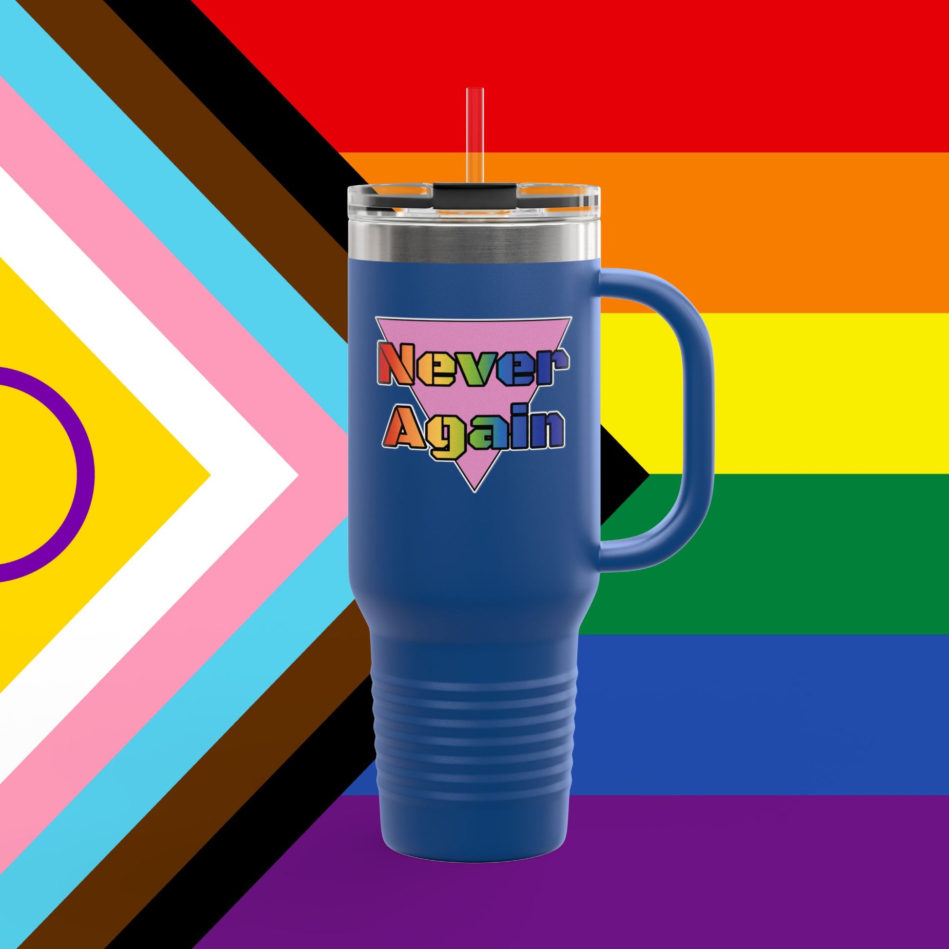 Bold Letters Never Again 40oz Insulated Travel Mug
