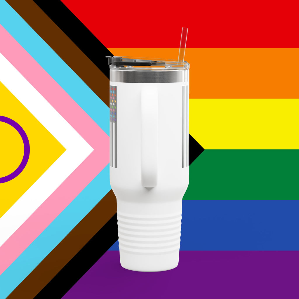 Thin Queer Line Pride Flag Insulated Travel Mug - 40oz
