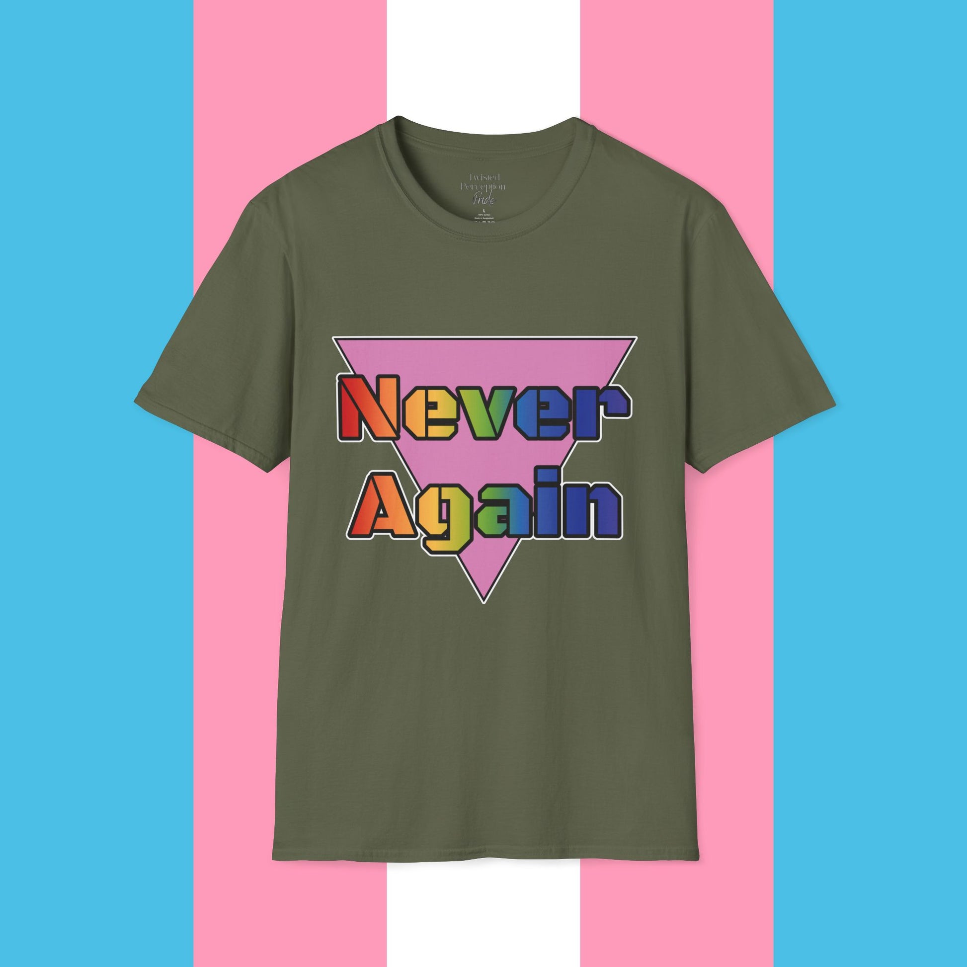 Never Again Bold Letters Gender Neutral Softstyle T-Shirt